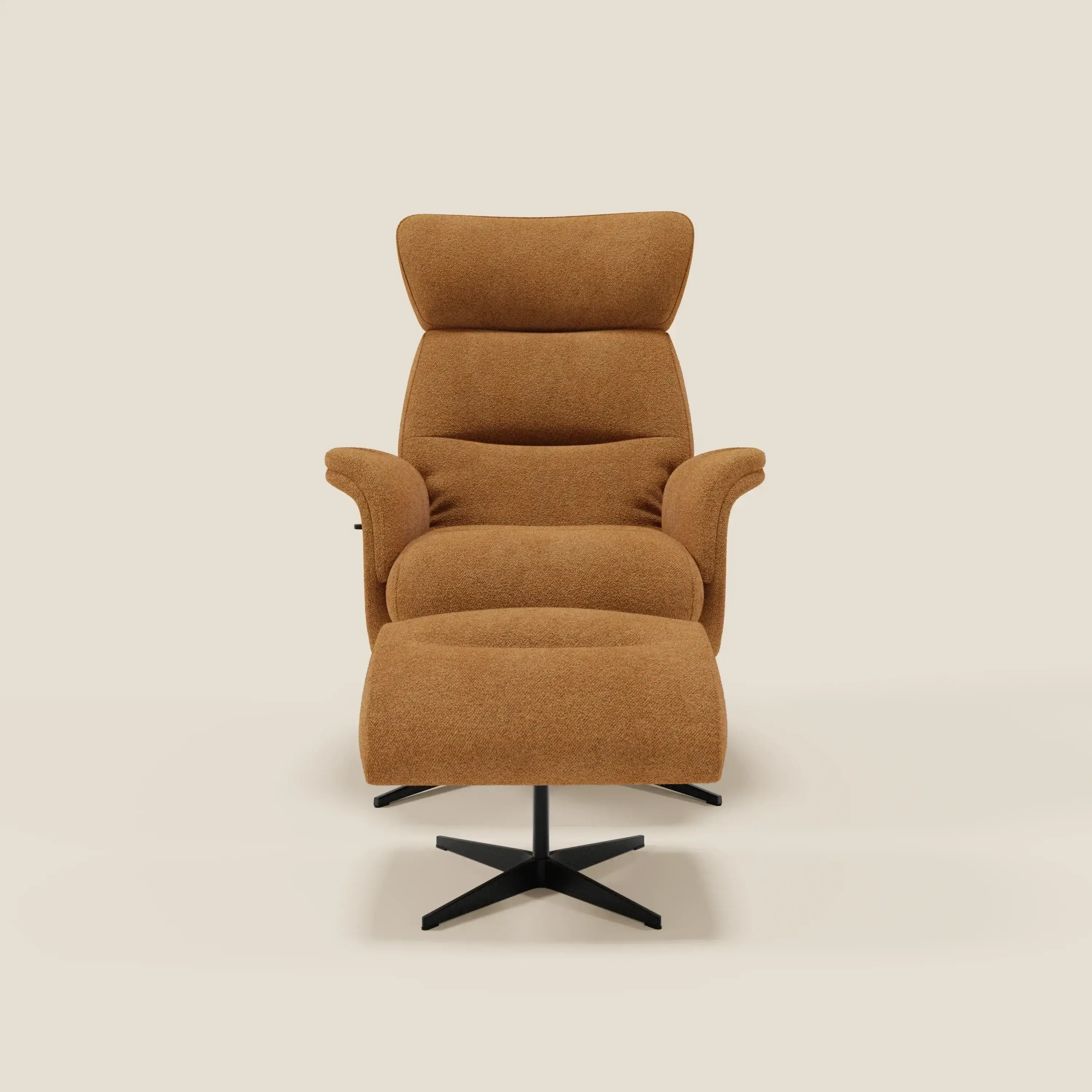 Lunor Fauteuil relax avec pouf en tissu bouclé imperméable T07 orange - Image 3