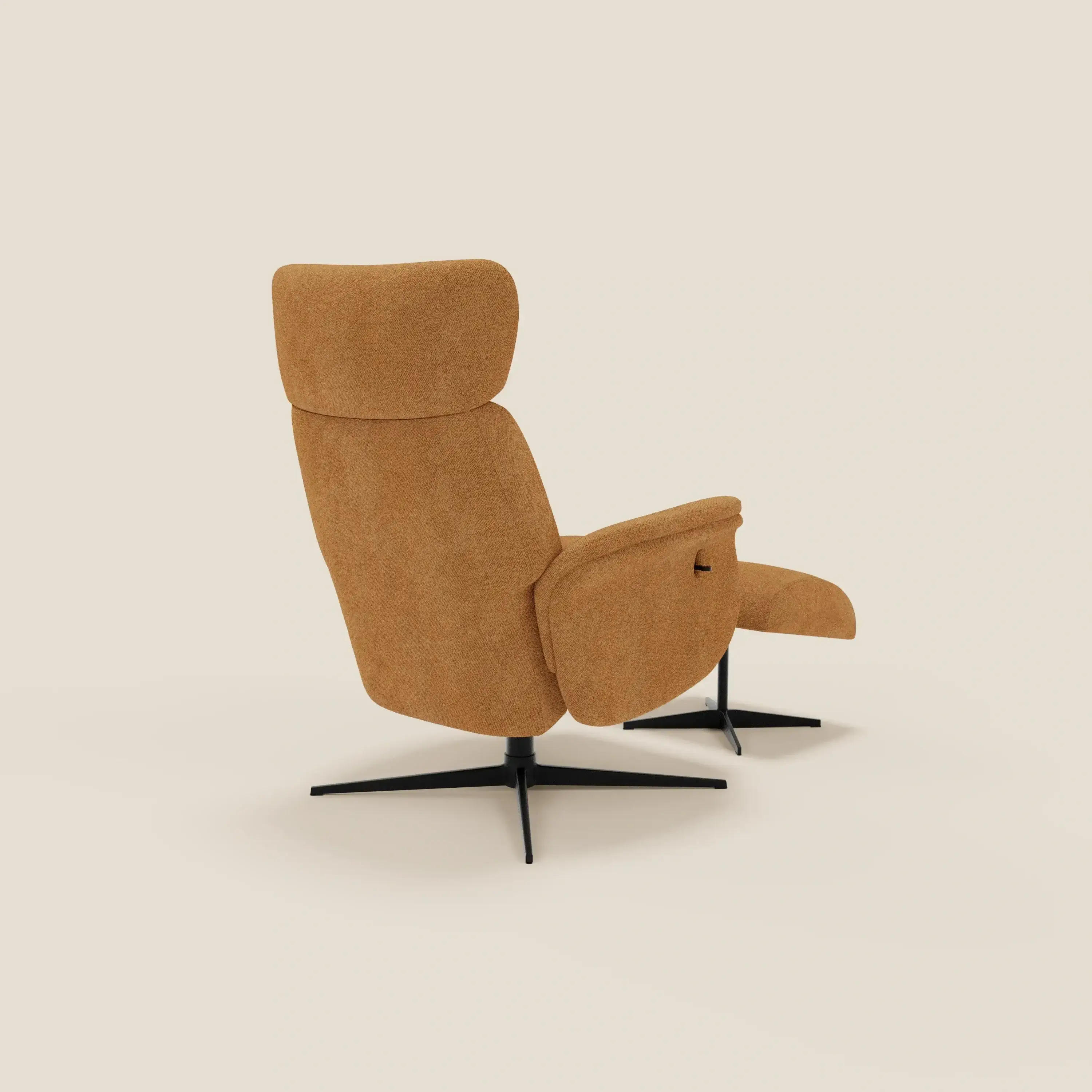 Lunor Fauteuil relax avec pouf en tissu bouclé imperméable T07 orange - Image 5