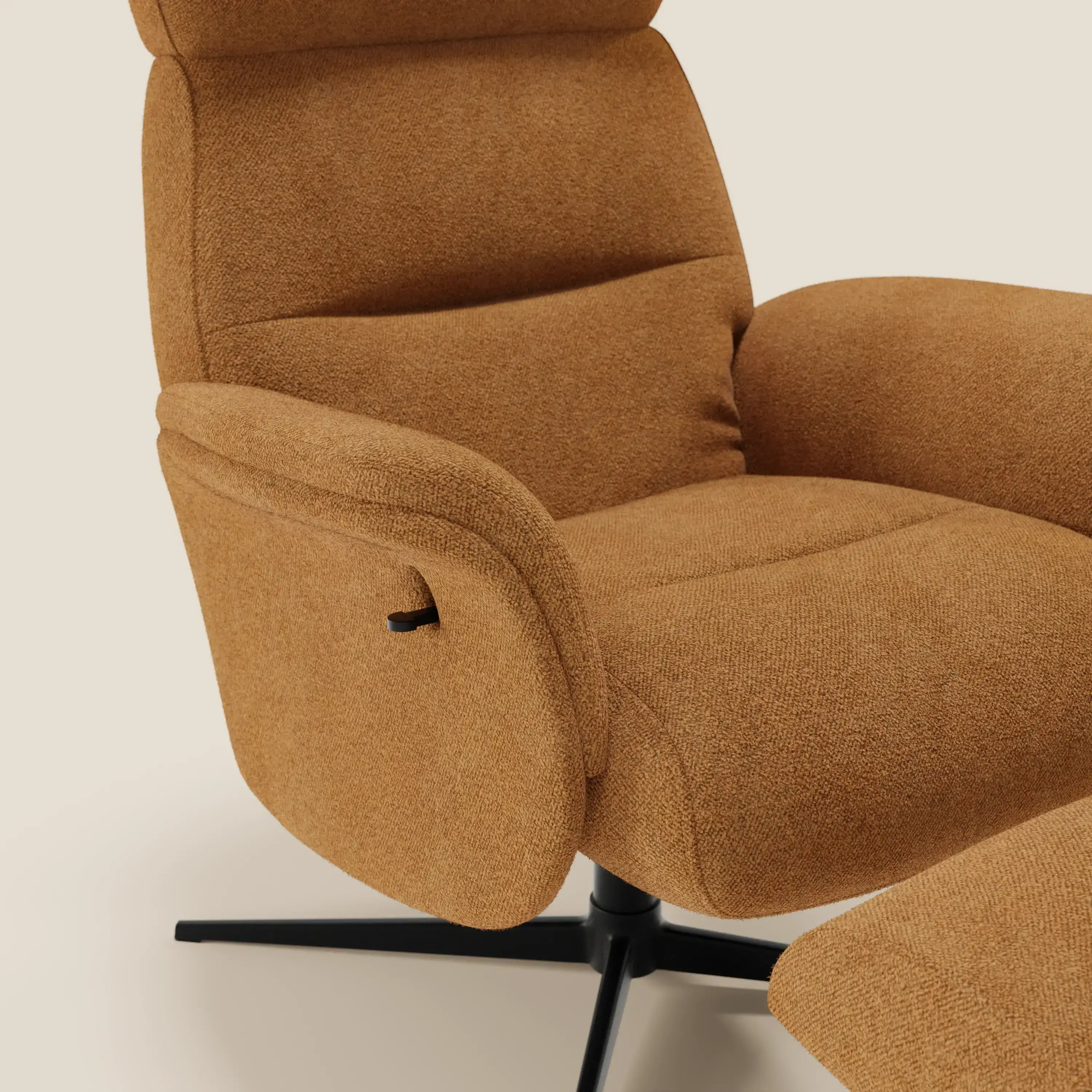 Lunor Fauteuil relax avec pouf en tissu bouclé imperméable T07 orange - Image 6