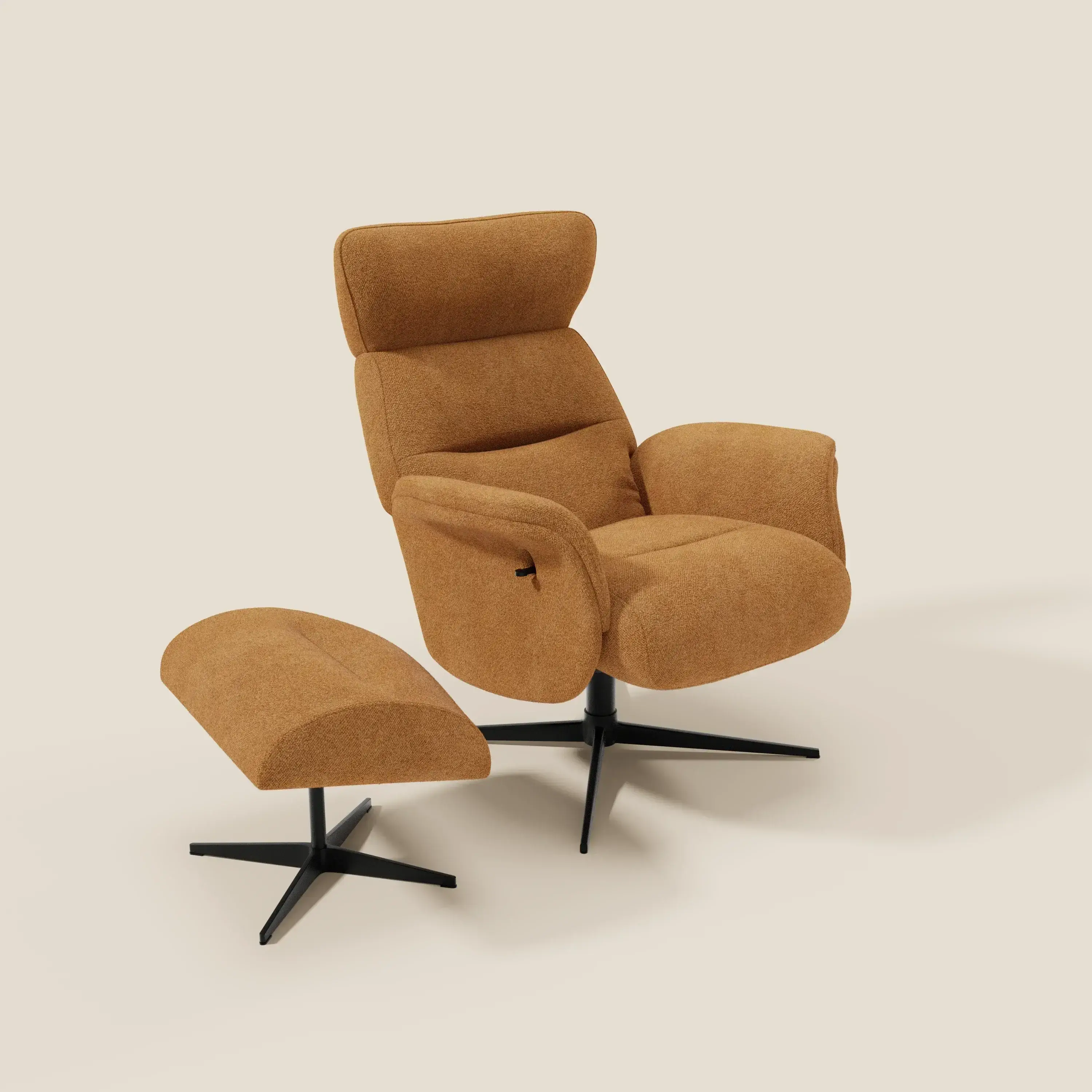 Lunor Fauteuil relax avec pouf en tissu bouclé imperméable T07 orange - Image 9