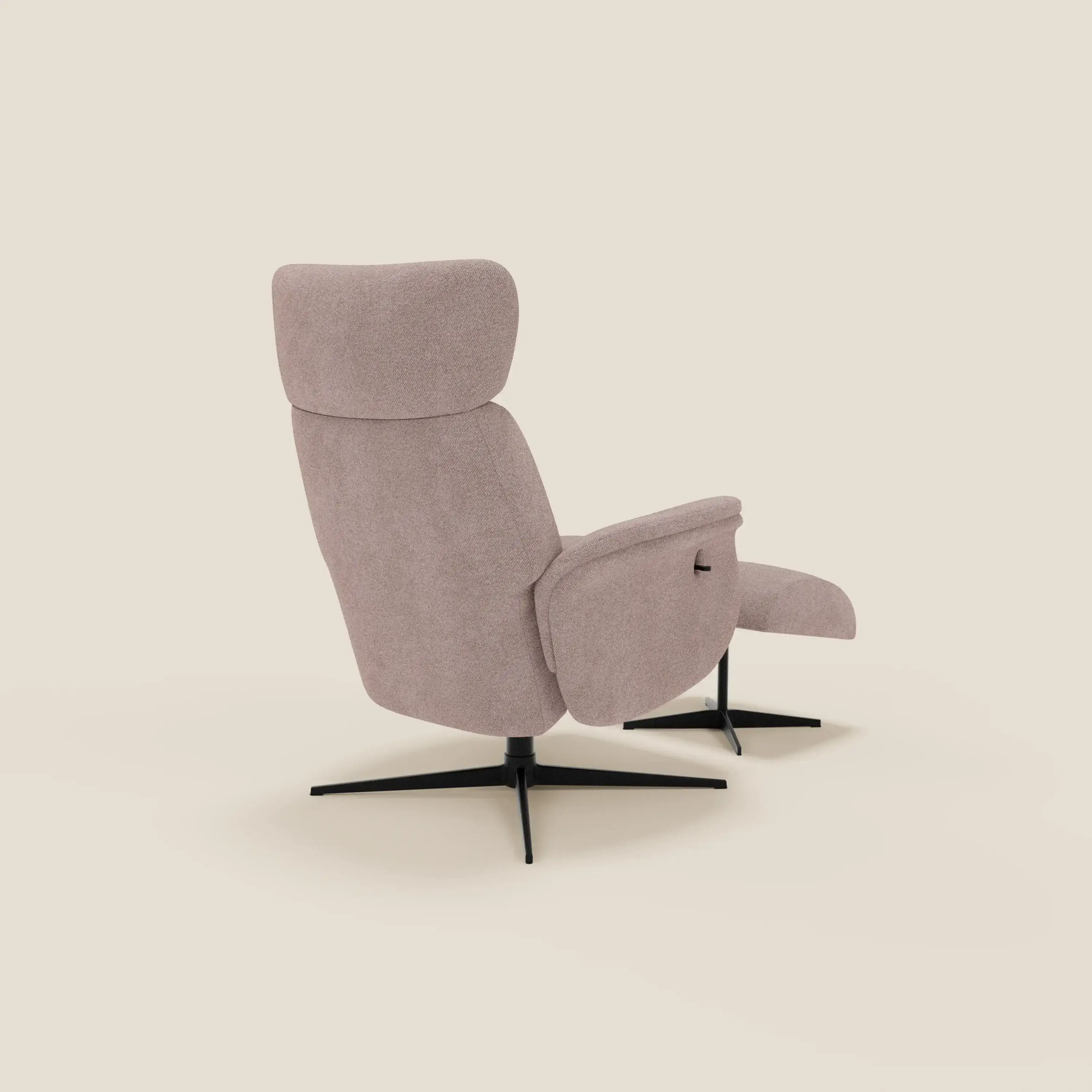 Lunor Fauteuil relax avec pouf en tissu bouclé imperméable T07 rose - Image 5