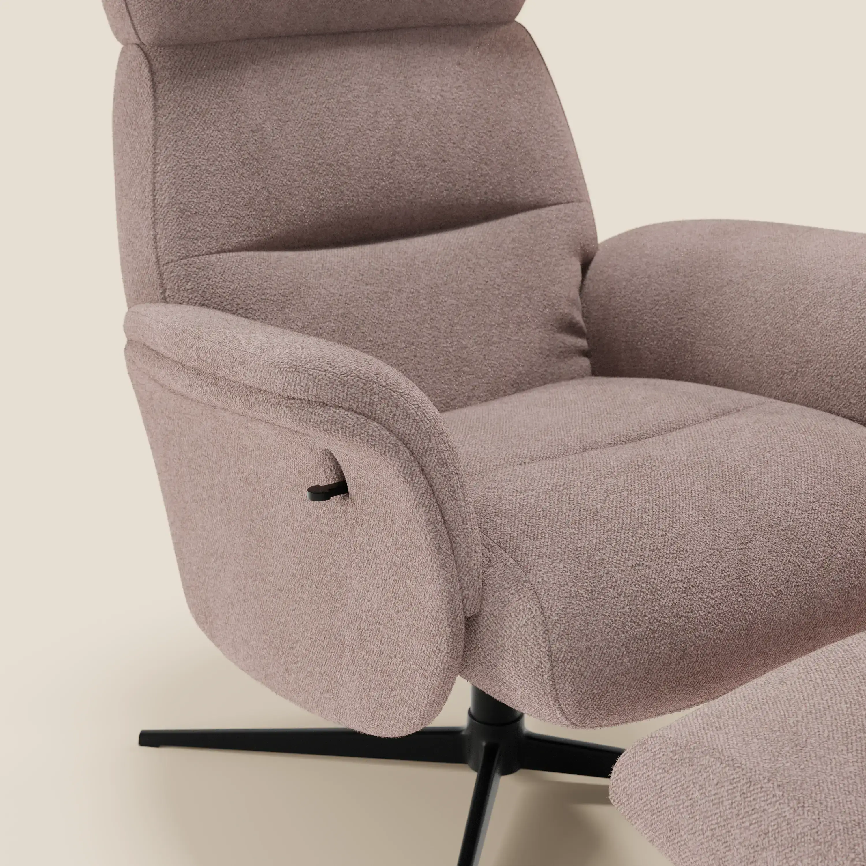 Lunor Fauteuil relax avec pouf en tissu bouclé imperméable T07 rose - Image 6