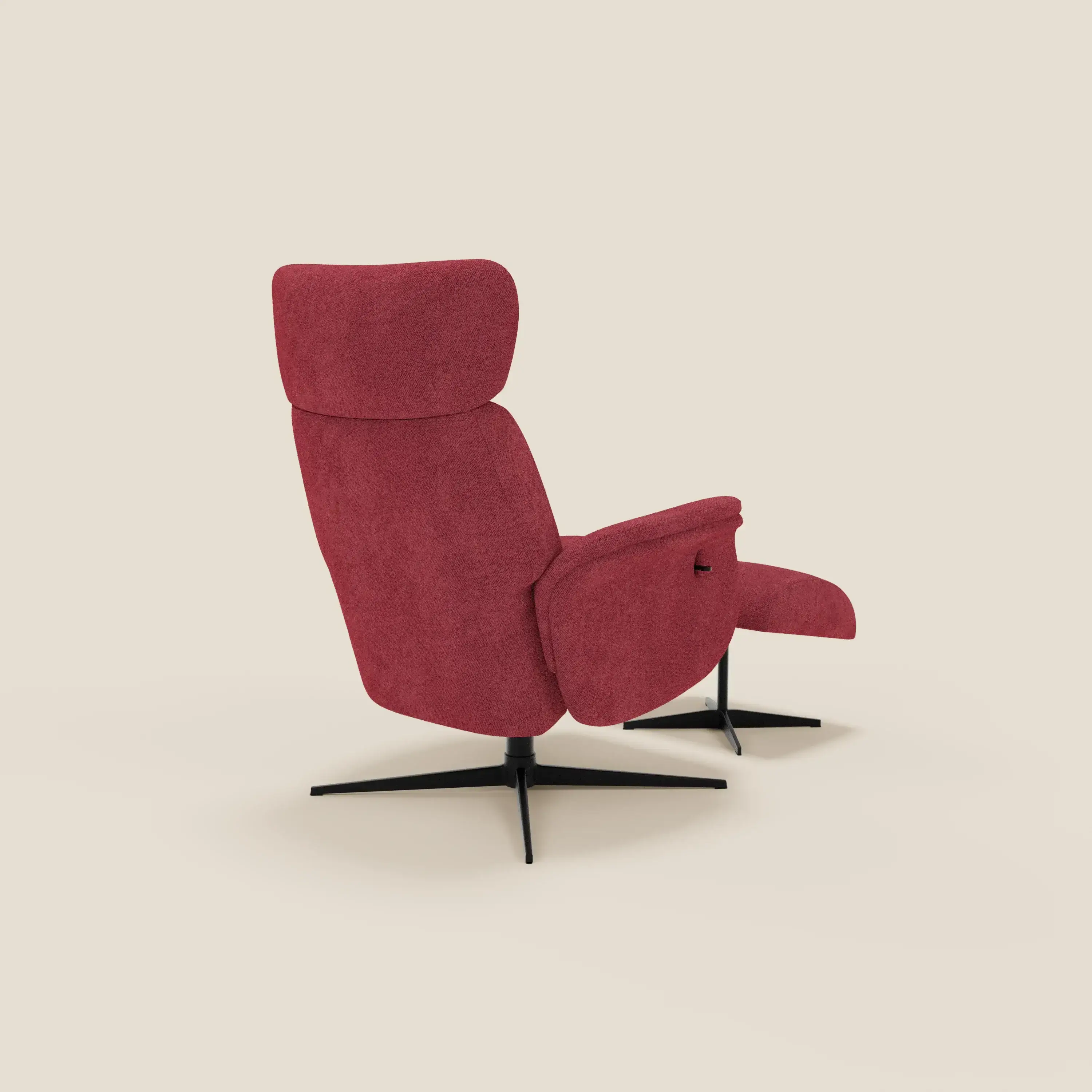 Lunor Fauteuil relax avec pouf en tissu bouclé imperméable T07 rouge - Image 5