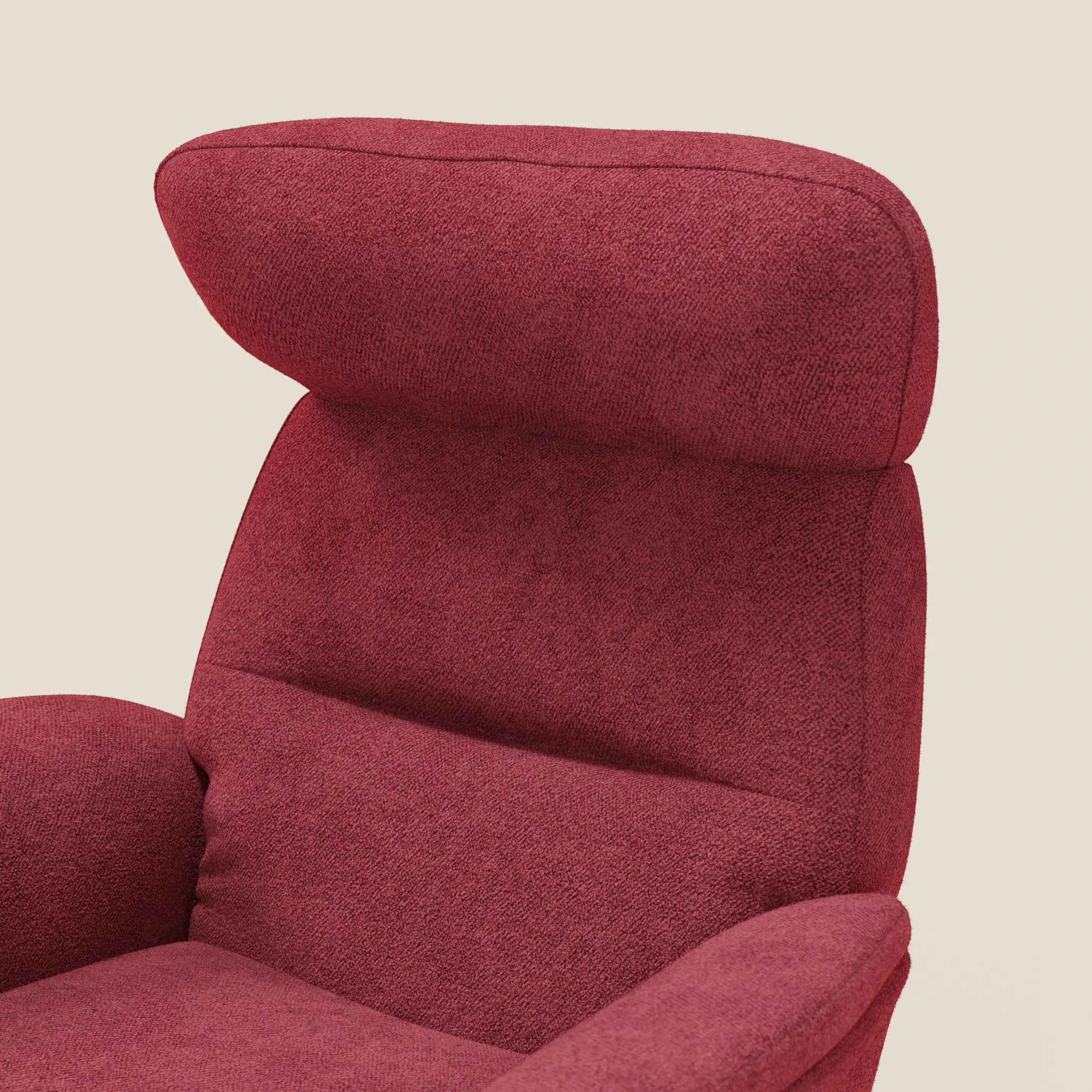 Lunor Fauteuil relax avec pouf en tissu bouclé imperméable T07 rouge - Image 7
