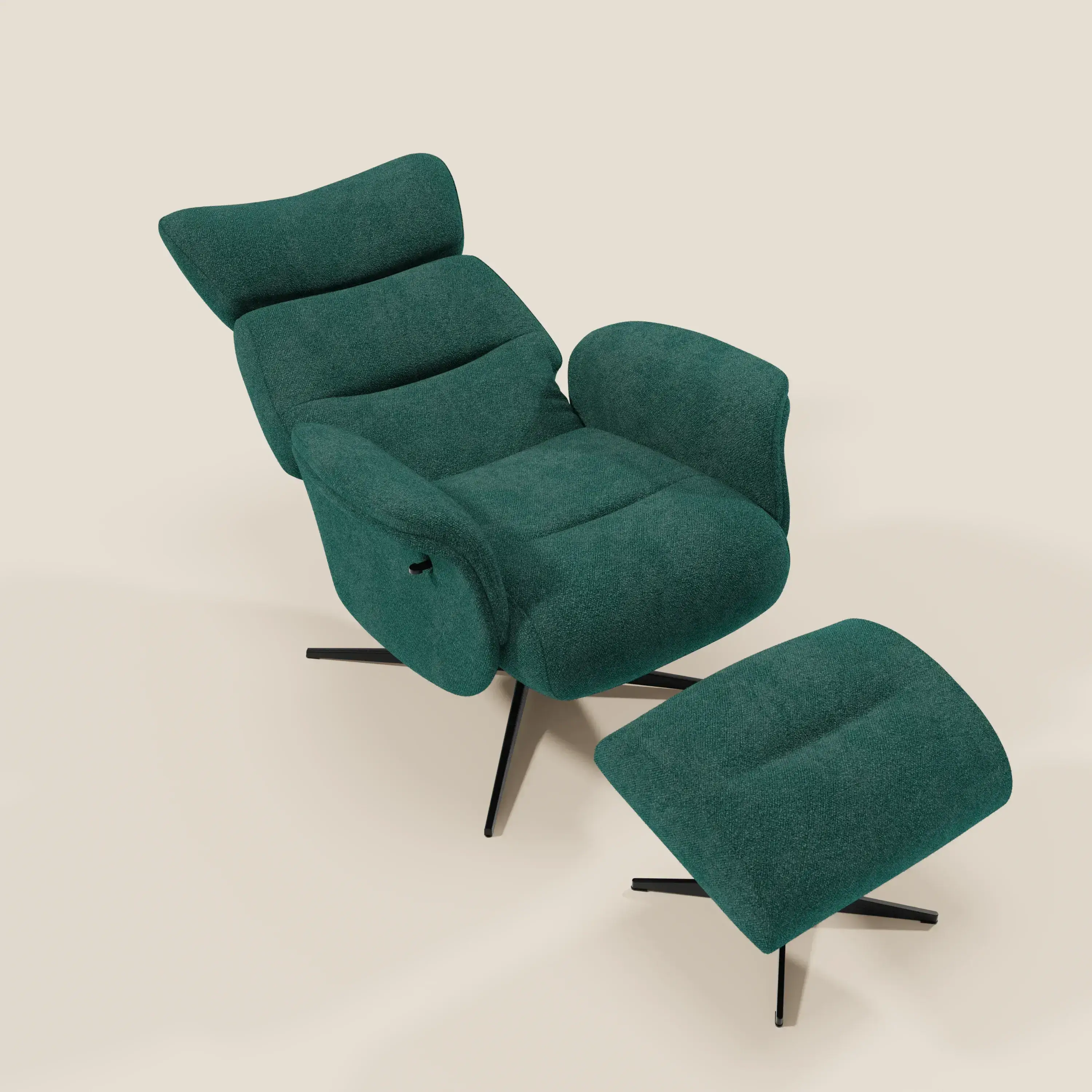 Lunor Fauteuil relax avec pouf en tissu bouclé imperméable T07 vert - Image 10