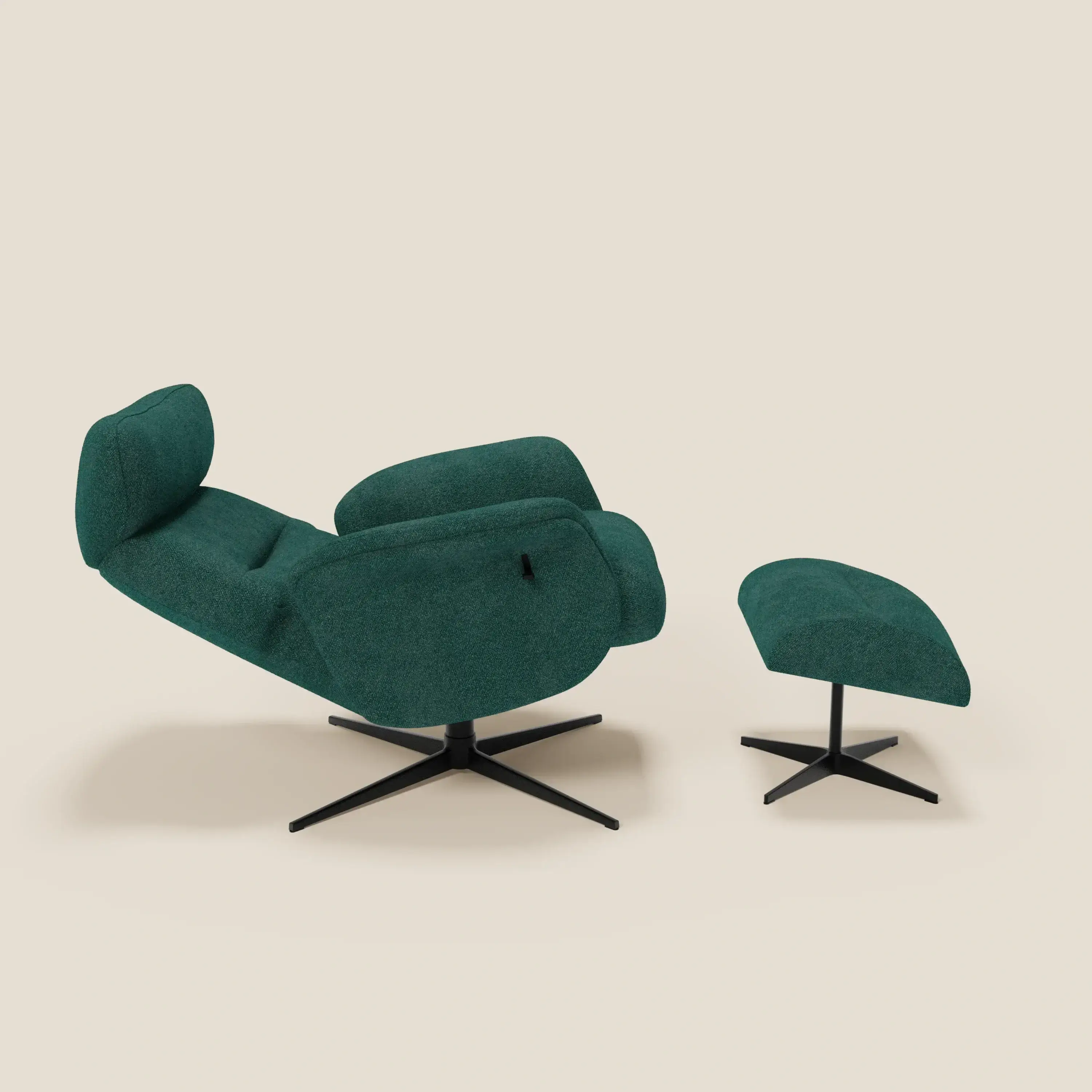 Lunor Fauteuil relax avec pouf en tissu bouclé imperméable T07 vert - Image 2