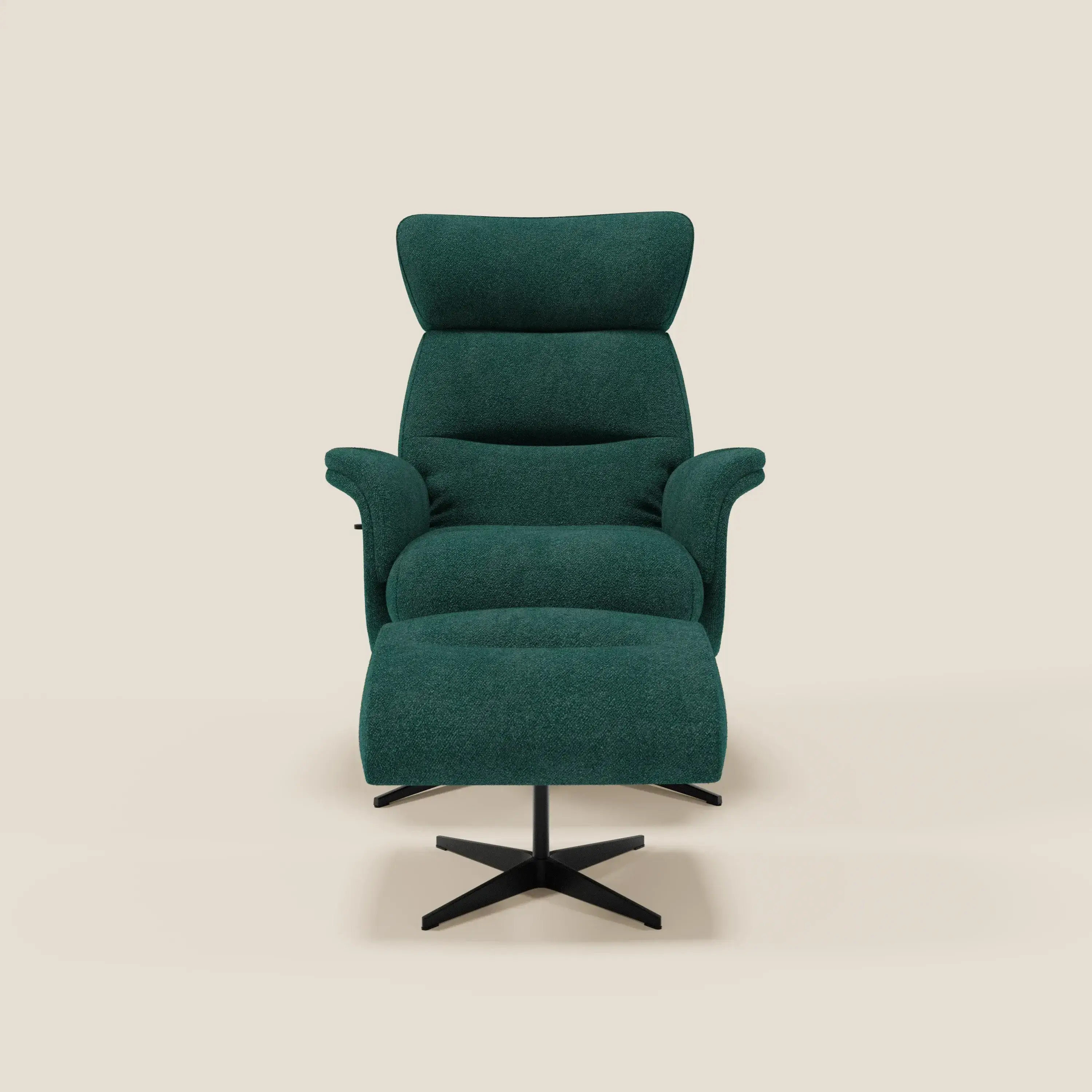 Lunor Fauteuil relax avec pouf en tissu bouclé imperméable T07 vert - Image 3