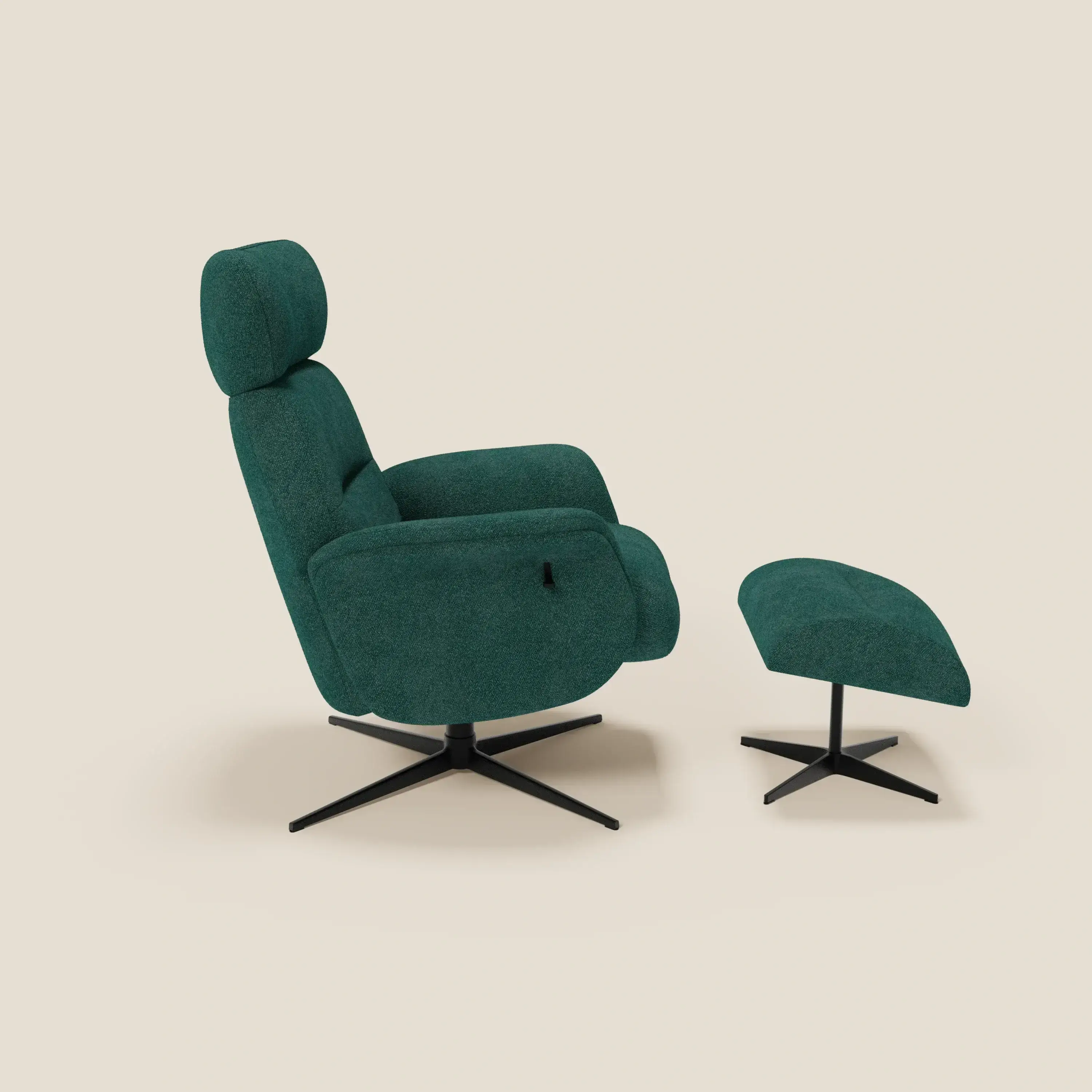 Lunor Fauteuil relax avec pouf en tissu bouclé imperméable T07 vert - Image 4