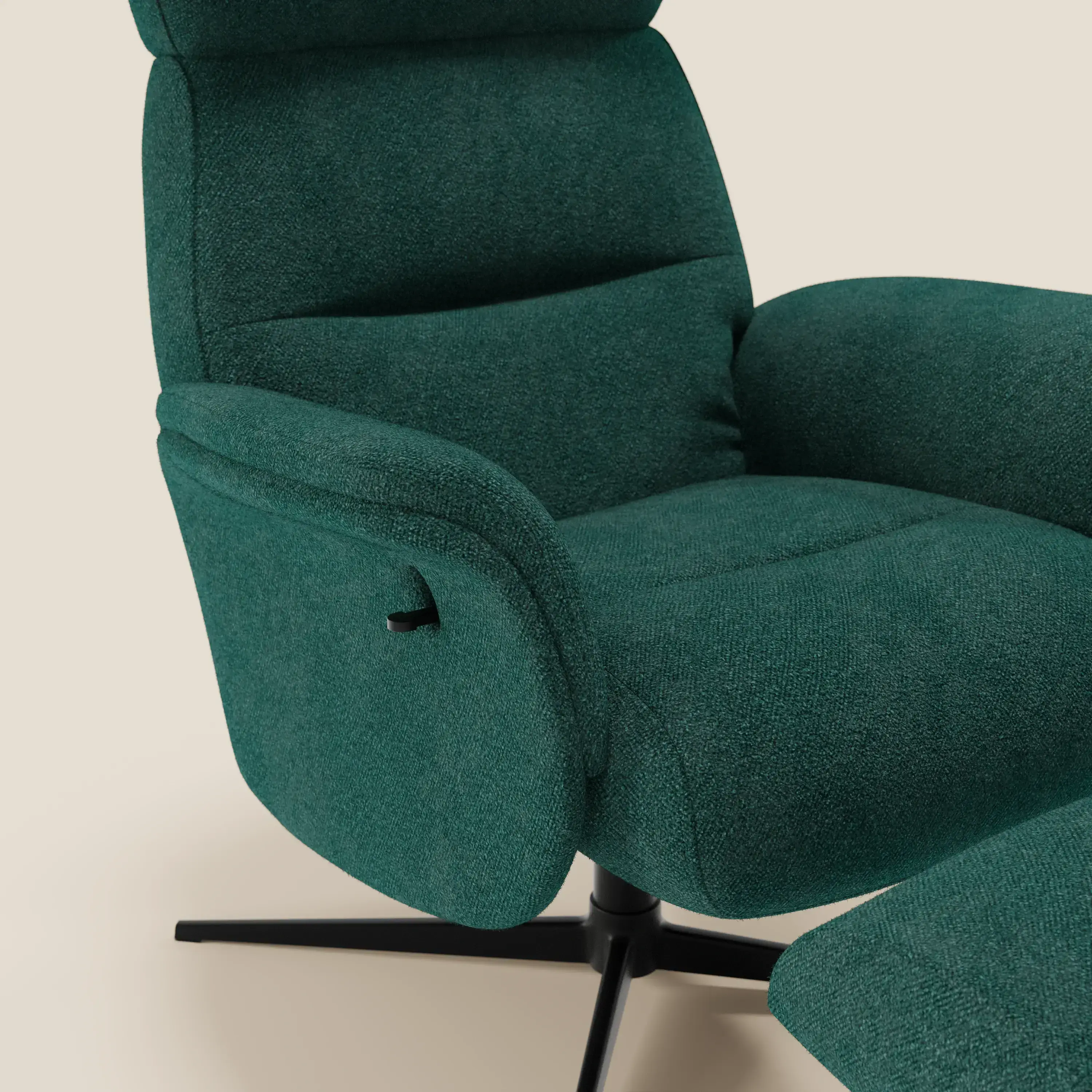 Lunor Fauteuil relax avec pouf en tissu bouclé imperméable T07 vert - Image 6