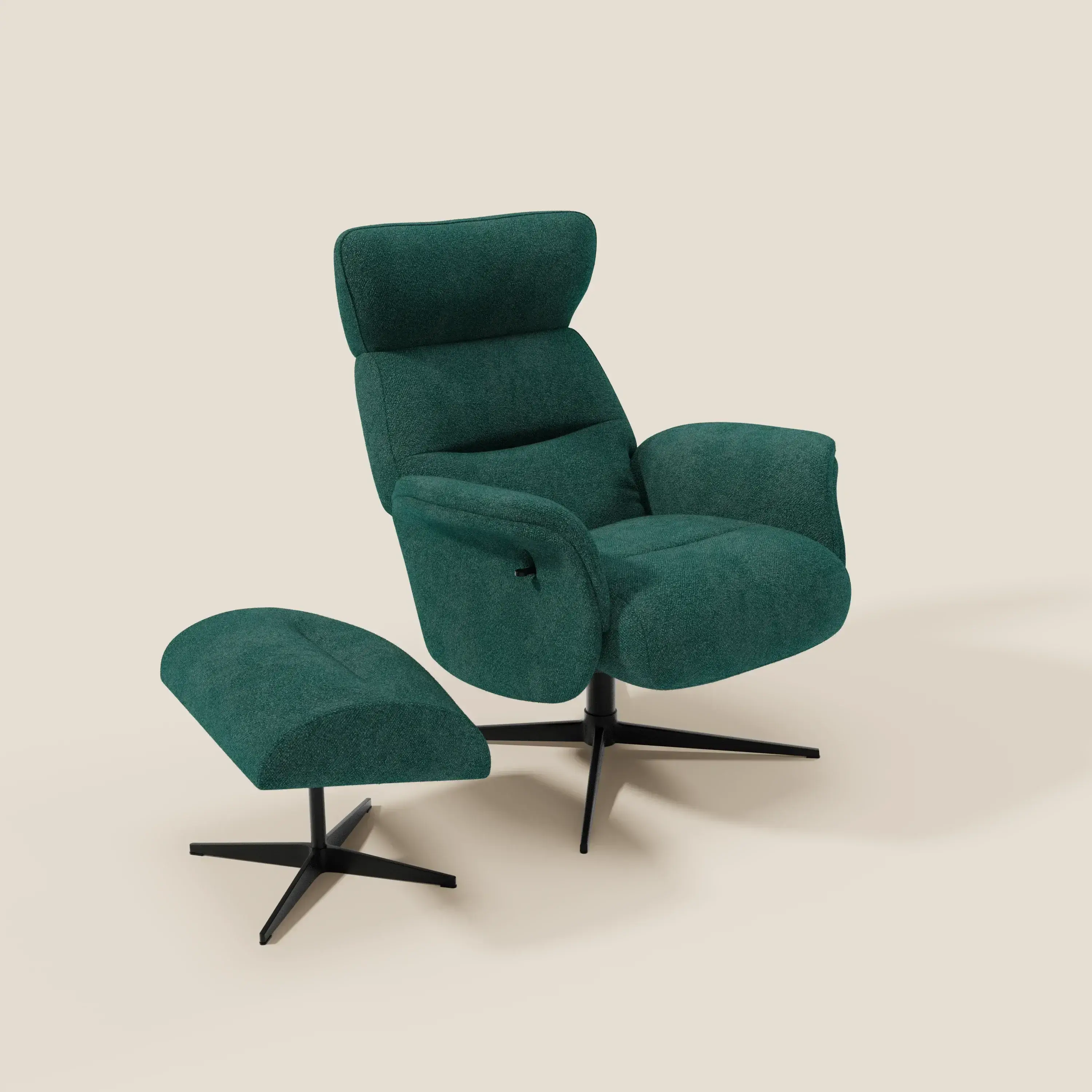 Lunor Fauteuil relax avec pouf en tissu bouclé imperméable T07 vert - Image 9