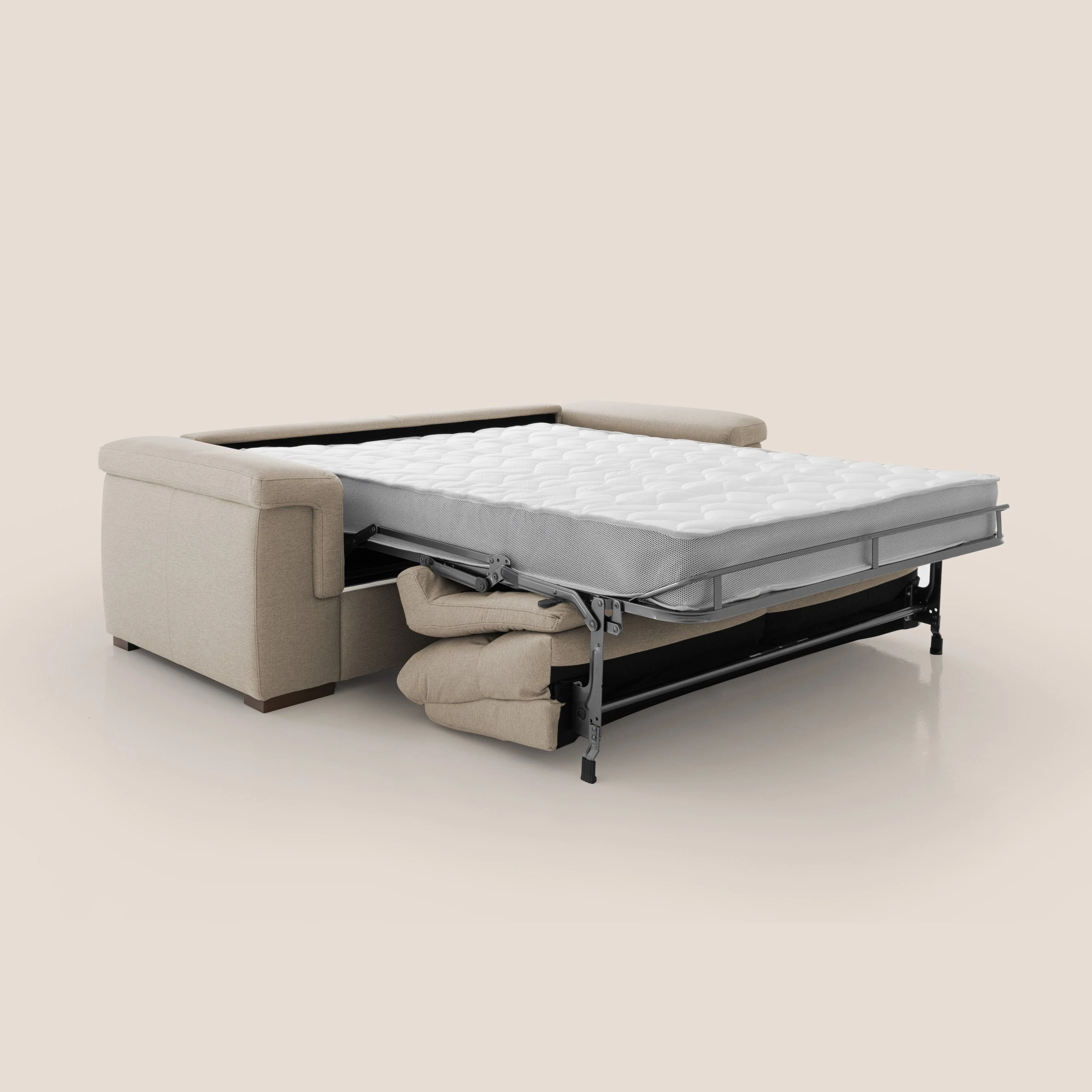 Magnolia canapé convertible avec matelas H 18cm et dossier haut et moelleux en tissu détachable T05 beige - Image 2