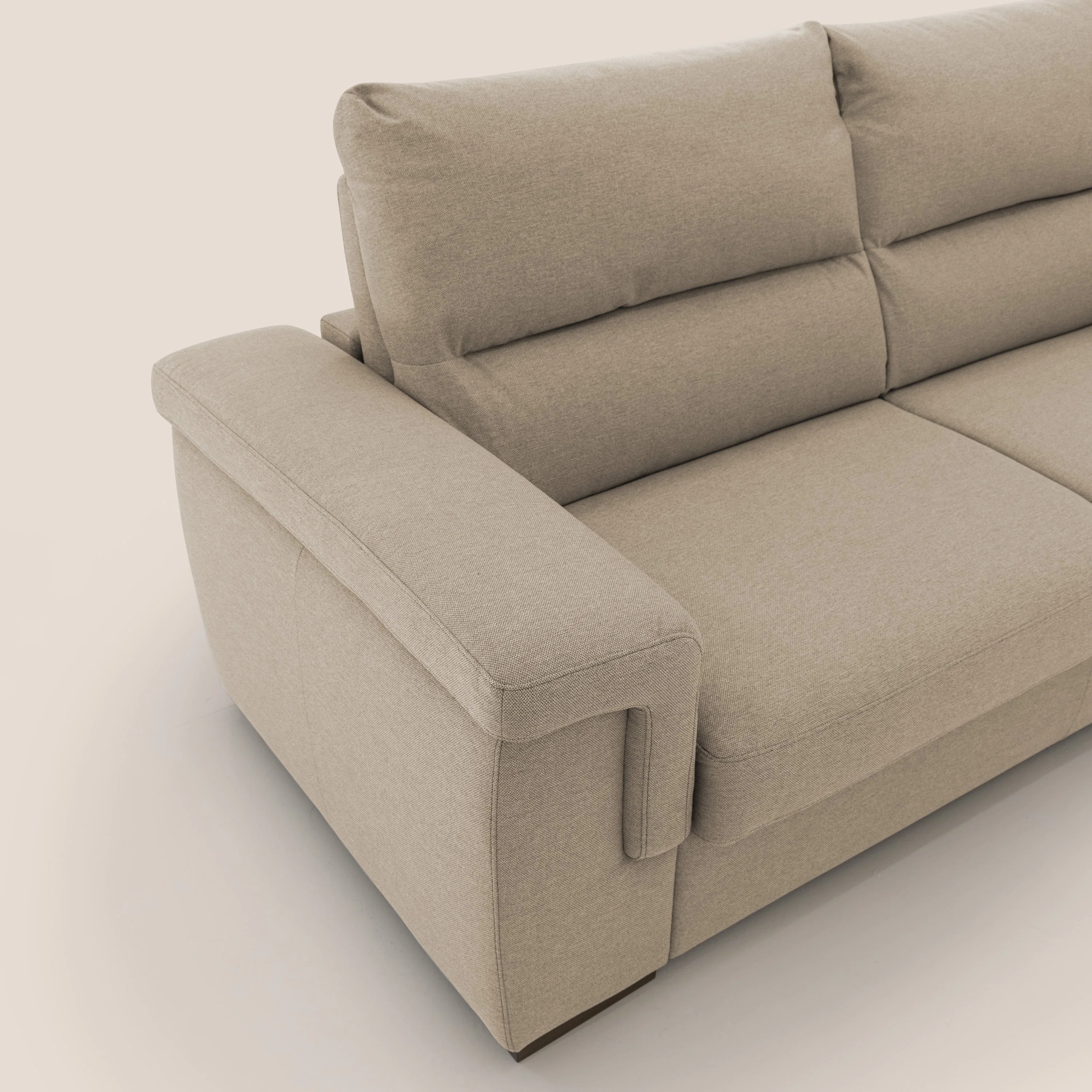Magnolia canapé convertible avec matelas H 18cm et dossier haut et moelleux en tissu détachable T05 beige - Image 6