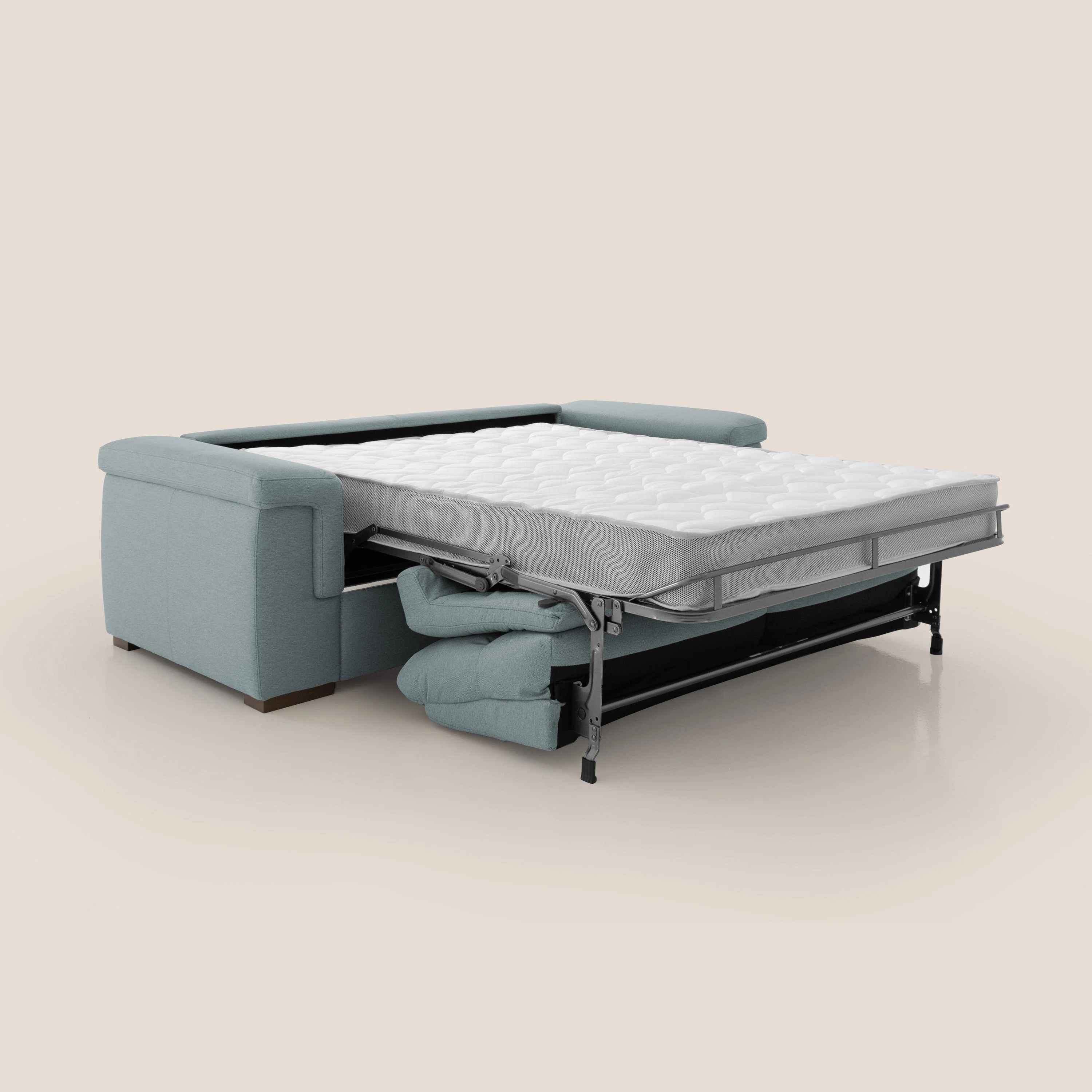 Magnolia canapé convertible avec matelas H 18cm et dossier haut et moelleux en tissu détachable T05 bleu pastel - Image 2