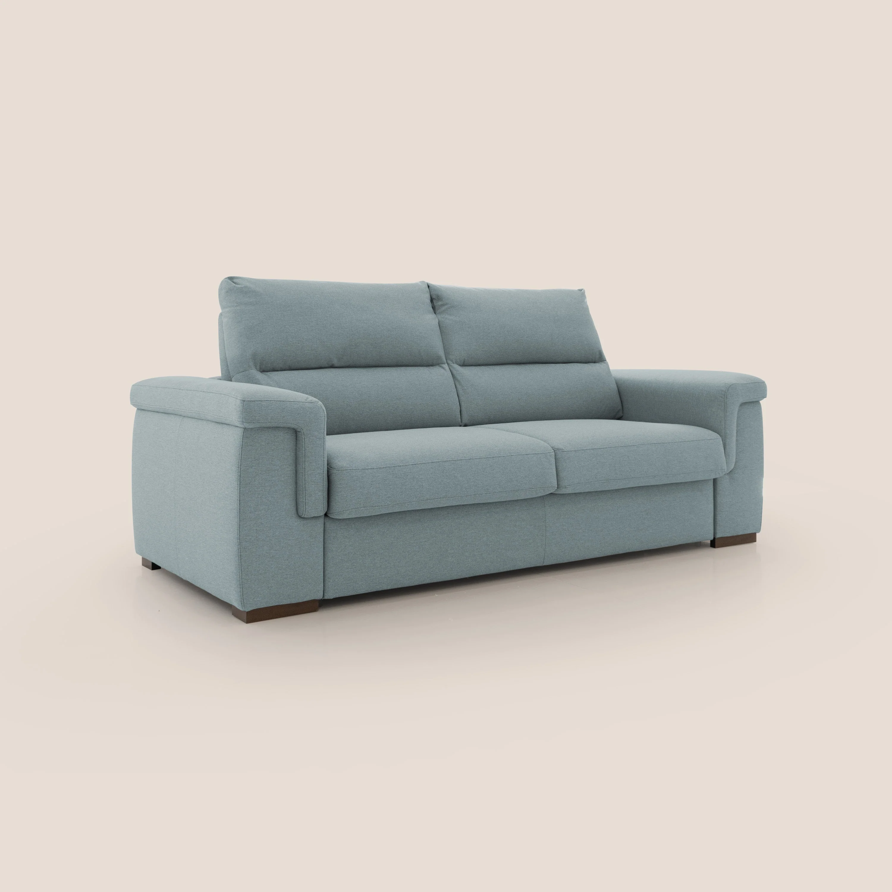 Magnolia canapé convertible avec matelas H 18cm et dossier haut et moelleux en tissu détachable T05 bleu pastel - Image 3