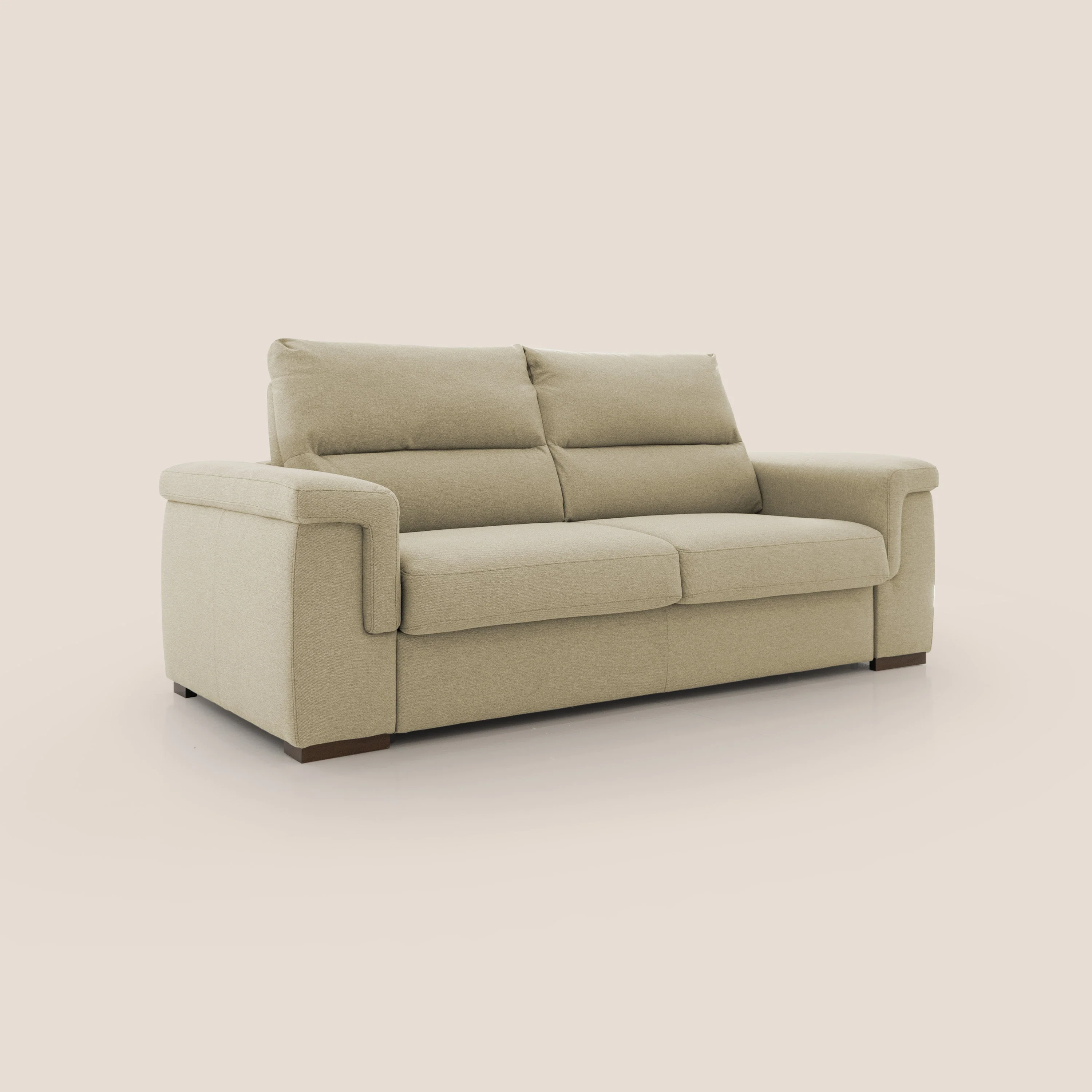Magnolia canapé convertible avec matelas H 18cm et dossier haut et moelleux en tissu détachable T05 chameau - Image 3