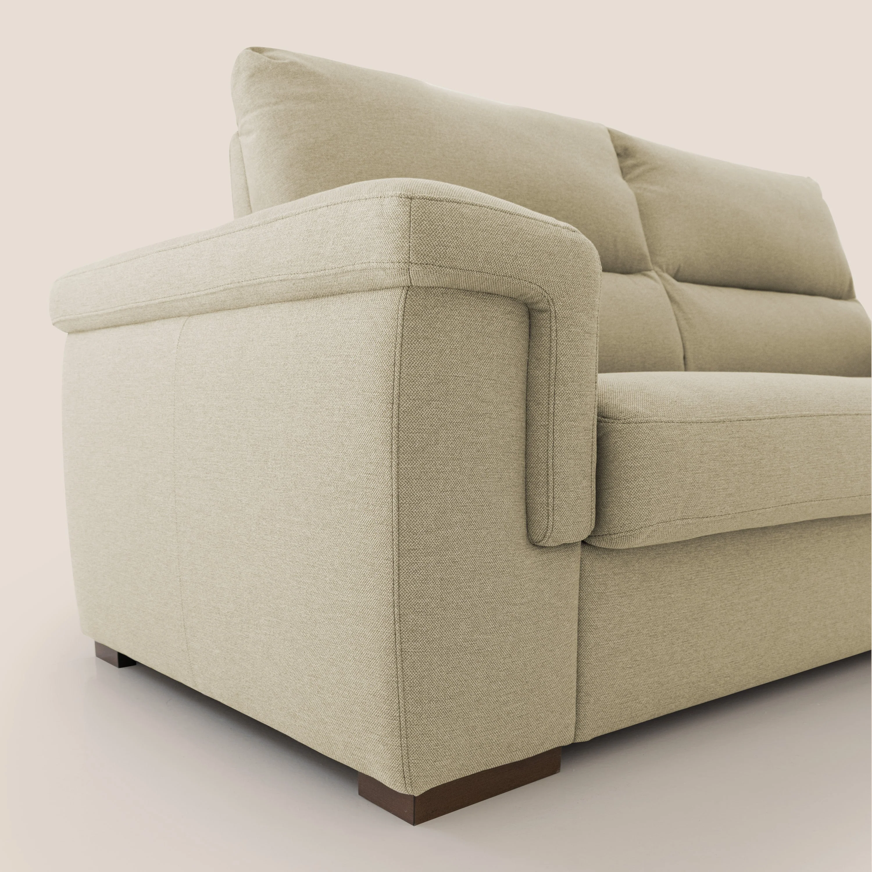Magnolia canapé convertible avec matelas H 18cm et dossier haut et moelleux en tissu détachable T05 chameau - Image 5