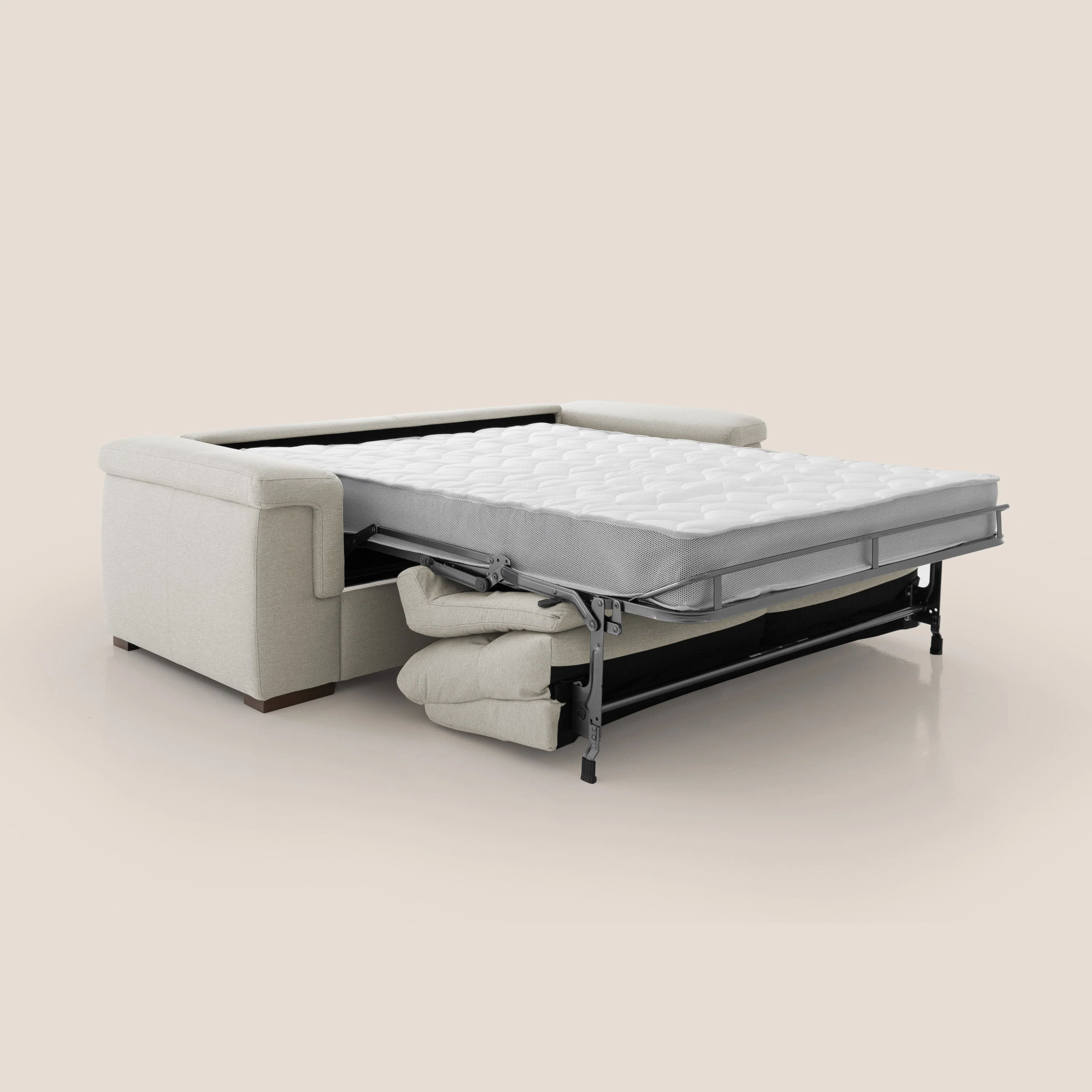 Magnolia canapé convertible avec matelas H 18cm et dossier haut et moelleux en tissu détachable T05 crème - Image 2