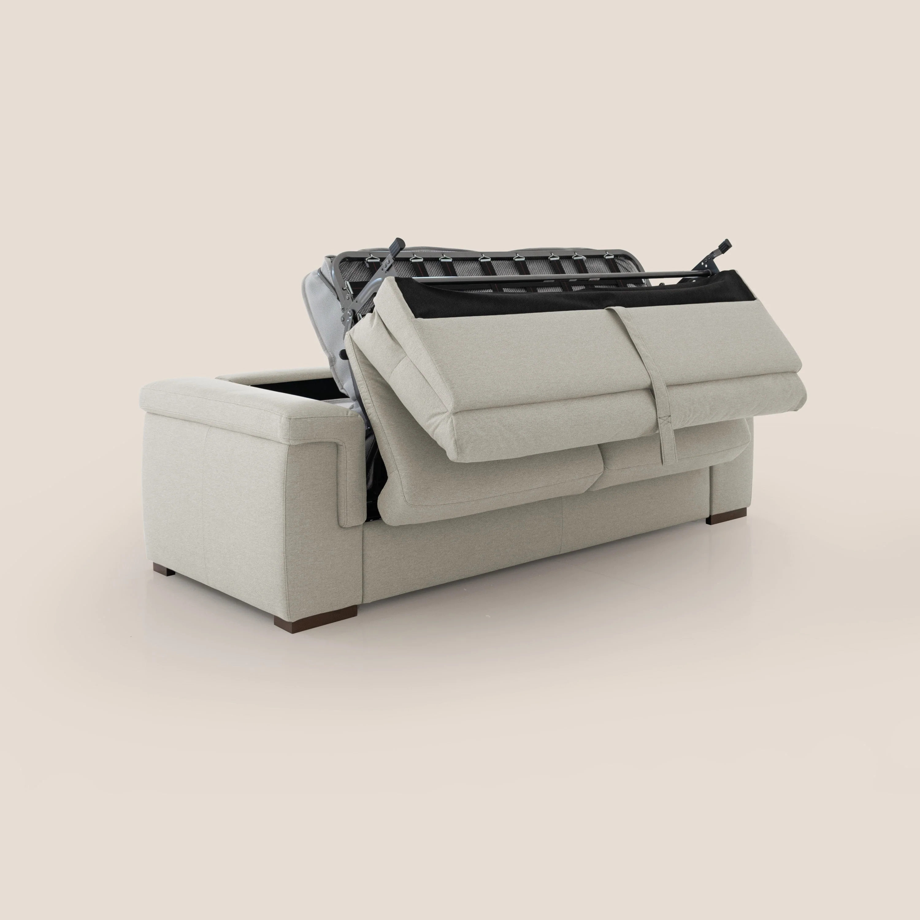 Magnolia canapé convertible avec matelas H 18cm et dossier haut et moelleux en tissu détachable T05 crème - Image 4