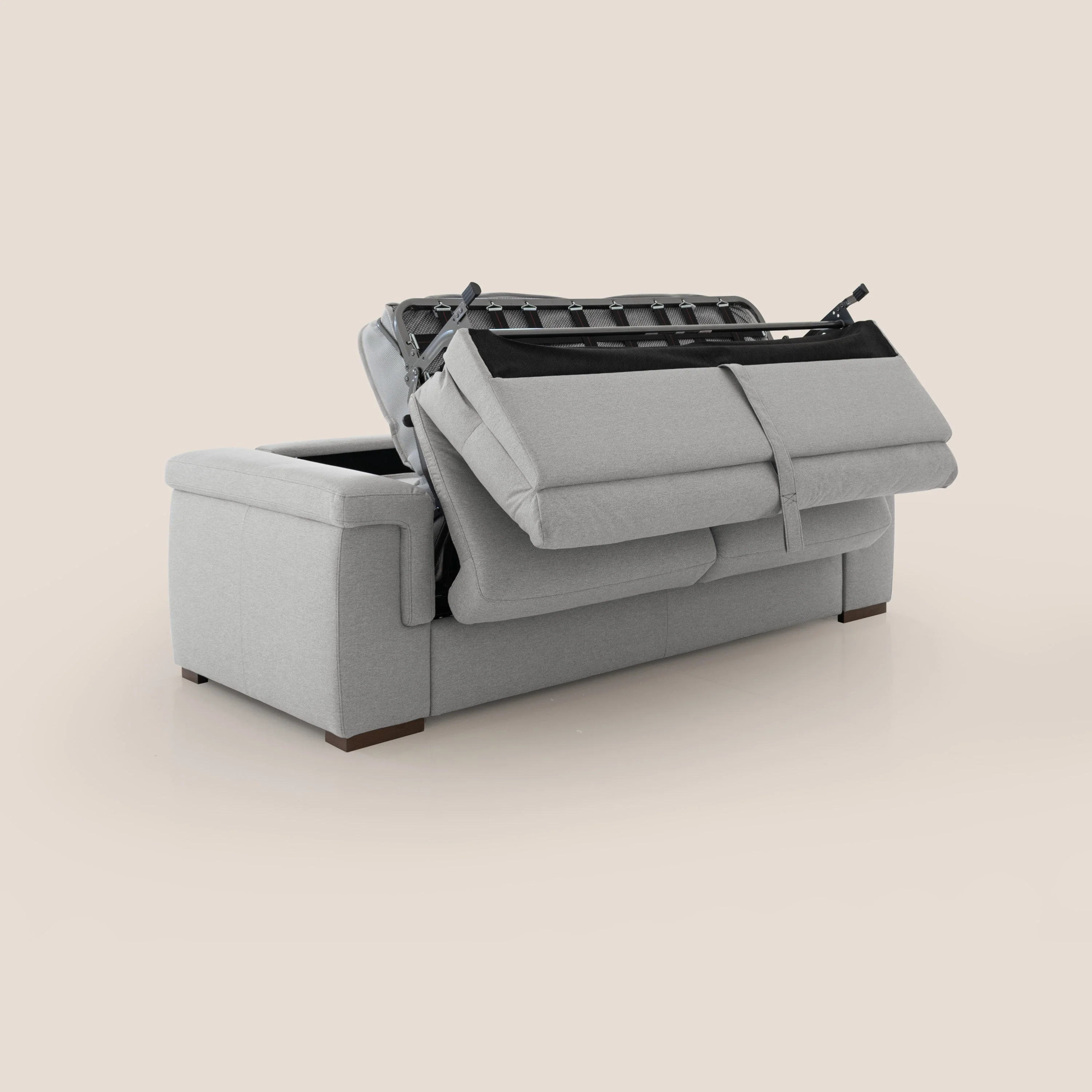 Magnolia canapé convertible avec matelas H 18cm et dossier haut et moelleux en tissu détachable T05 gris - Image 4