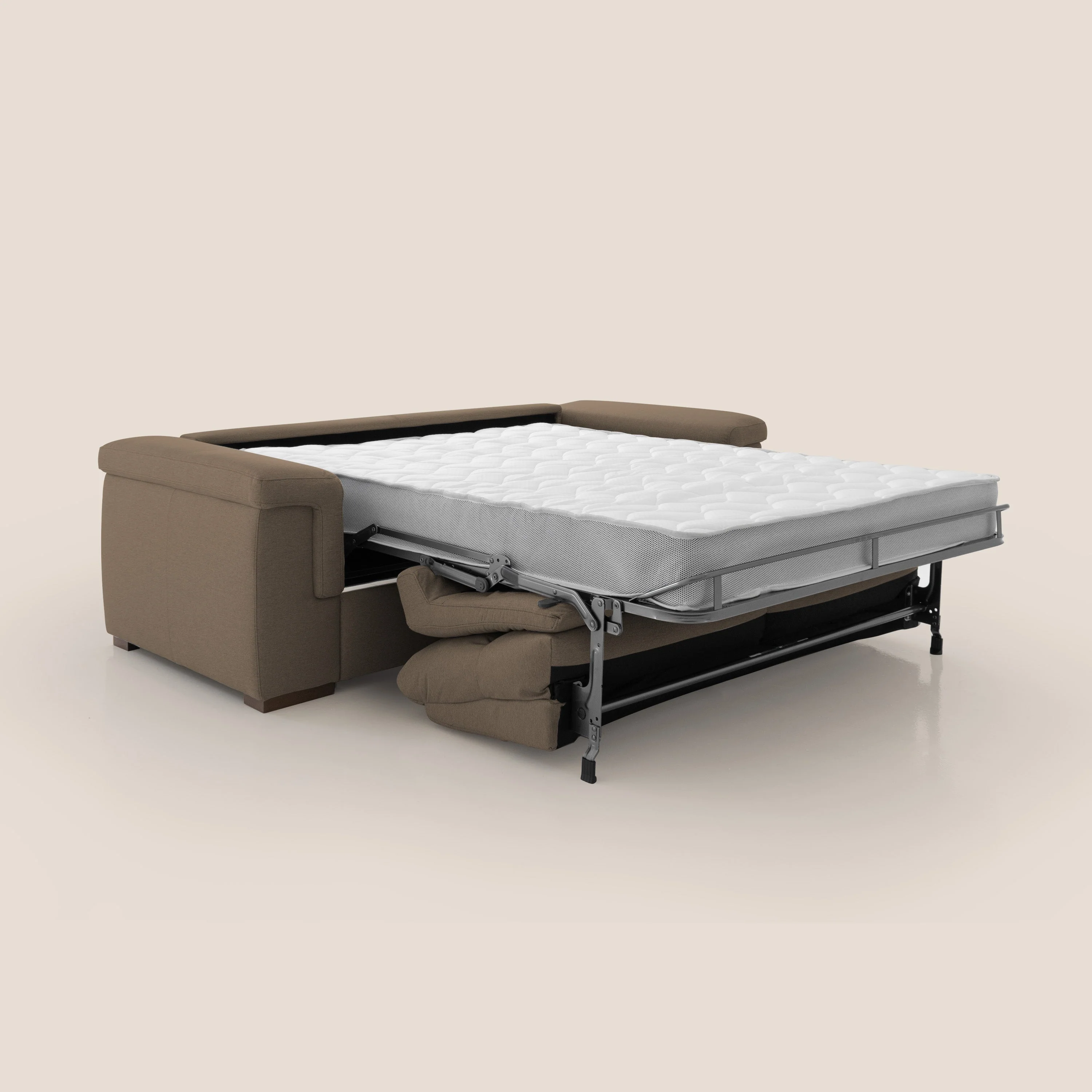 Magnolia canapé convertible avec matelas H 18cm et dossier haut et moelleux en tissu détachable T05 marron - Image 2