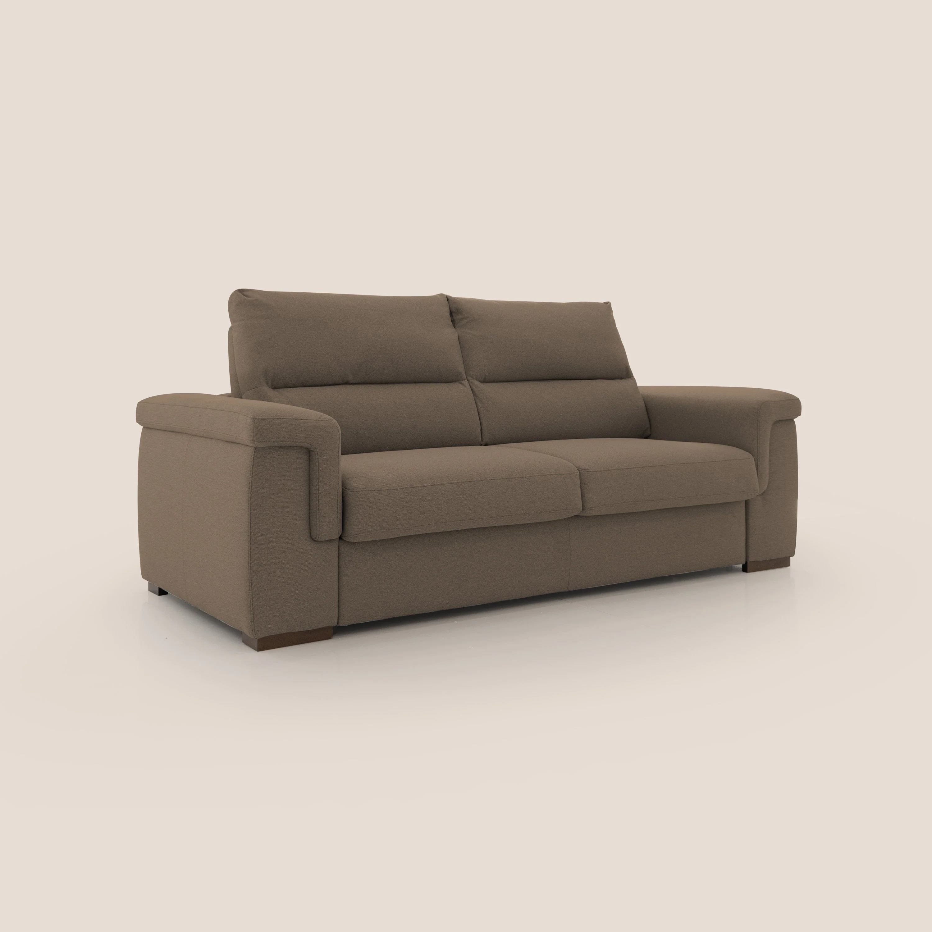 Magnolia canapé convertible avec matelas H 18cm et dossier haut et moelleux en tissu détachable T05 marron - Image 3