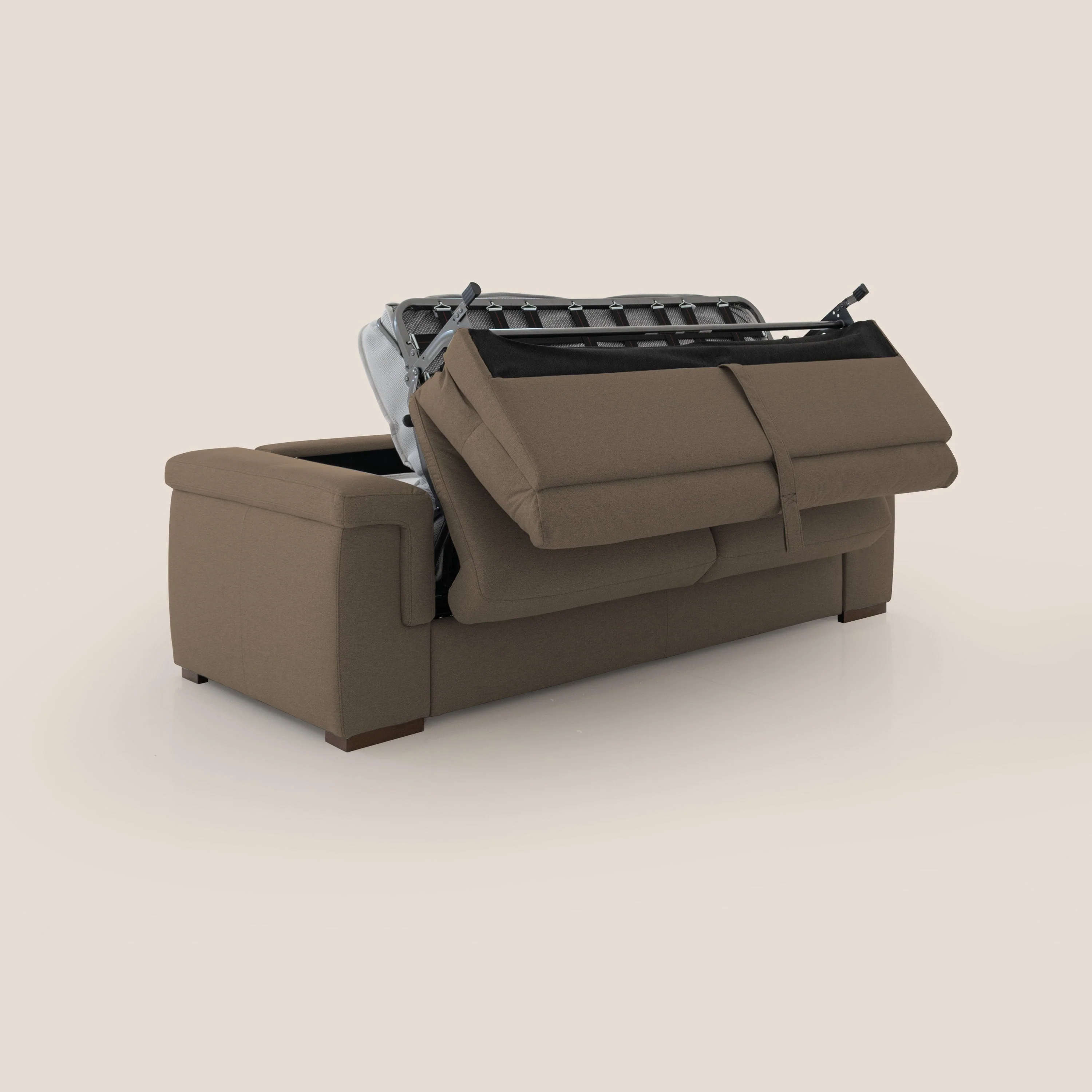 Magnolia canapé convertible avec matelas H 18cm et dossier haut et moelleux en tissu détachable T05 marron - Image 4