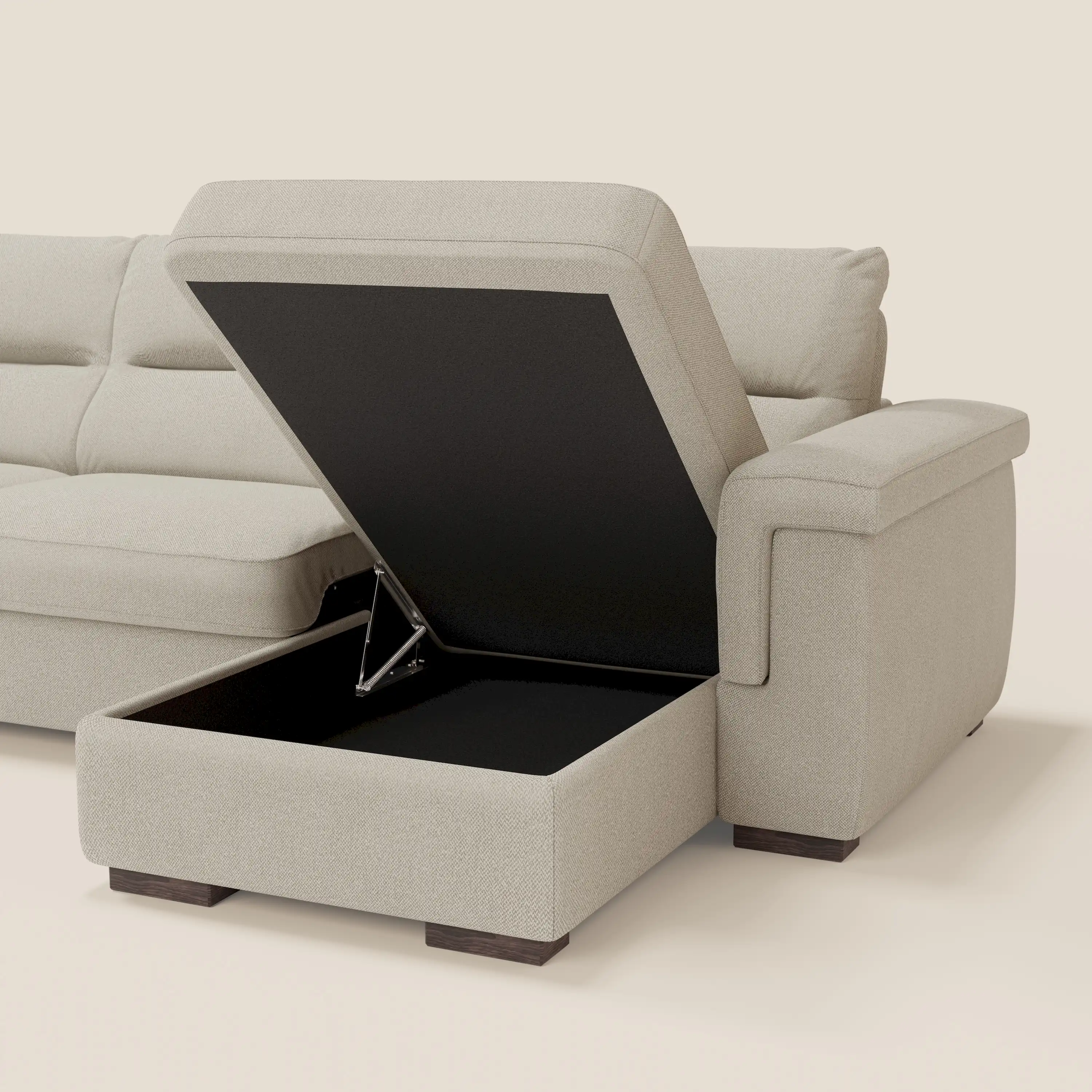 Magnolia canapé d'angle convertible avec méridienne coffre - matelas H 18cm en tissu détachable T05 - Image 7