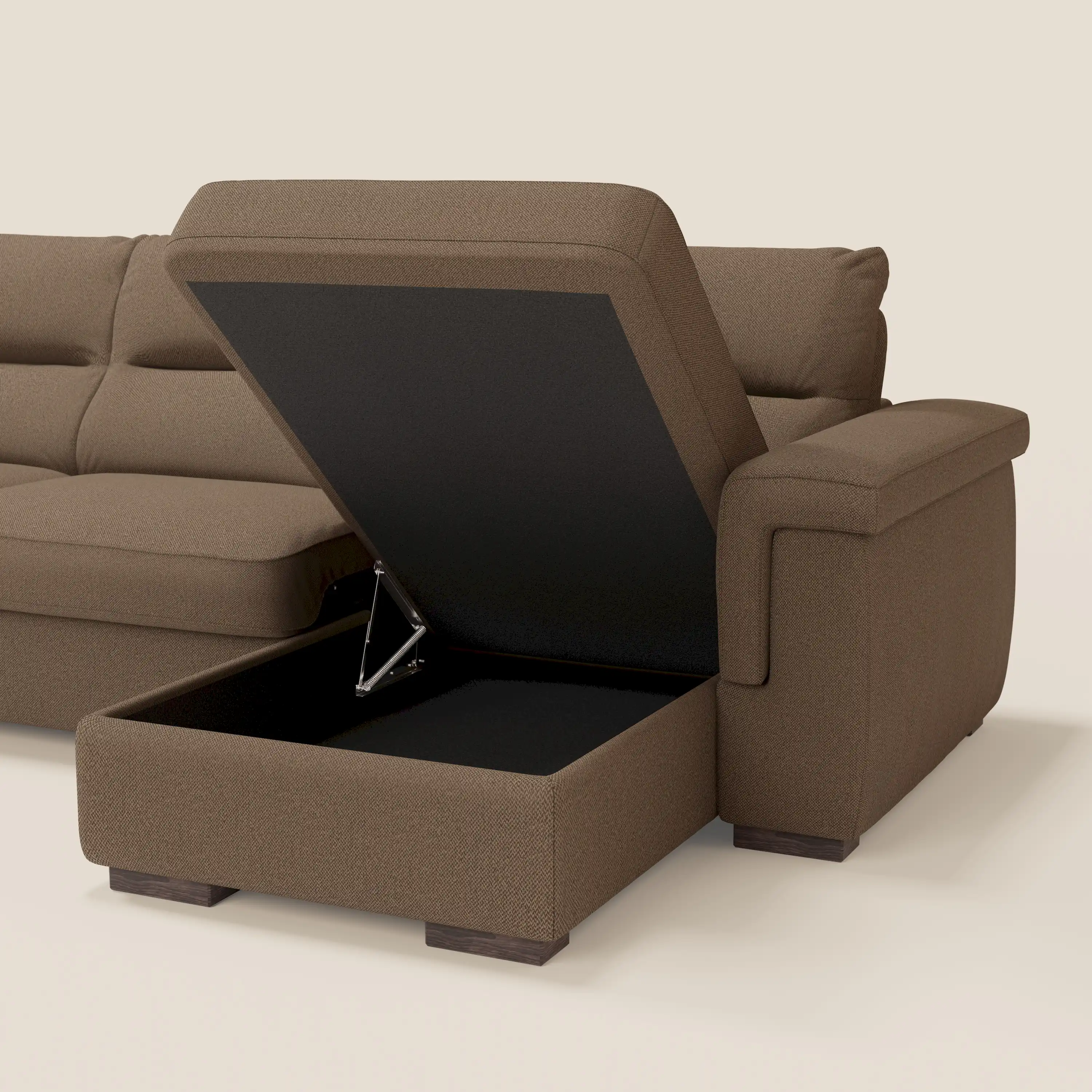 Magnolia canapé d'angle convertible avec méridienne coffre - matelas H 18cm en tissu détachable T05 - Image 7