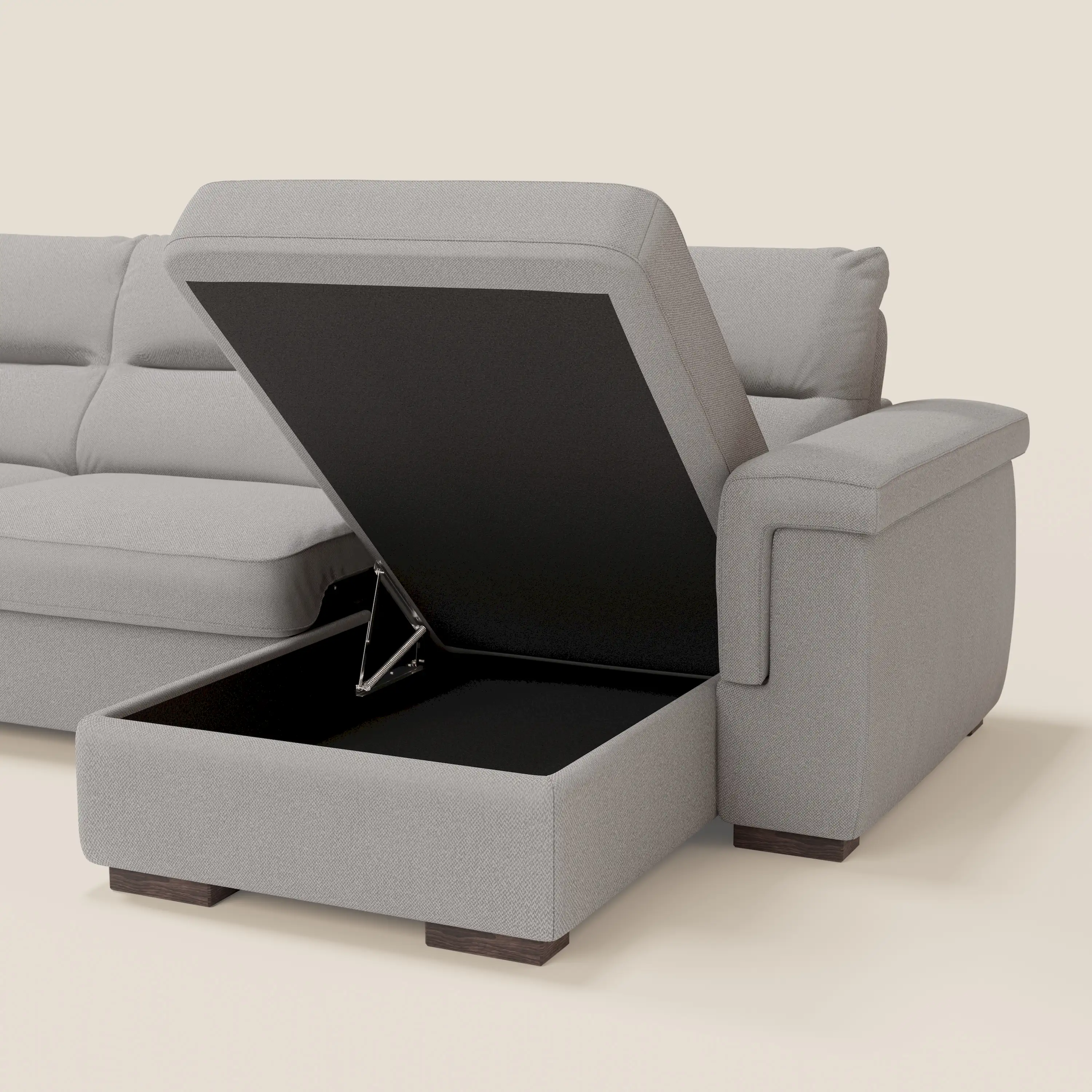 Magnolia canapé d'angle convertible avec méridienne coffre - matelas H 18cm en tissu détachable T05 - Image 7