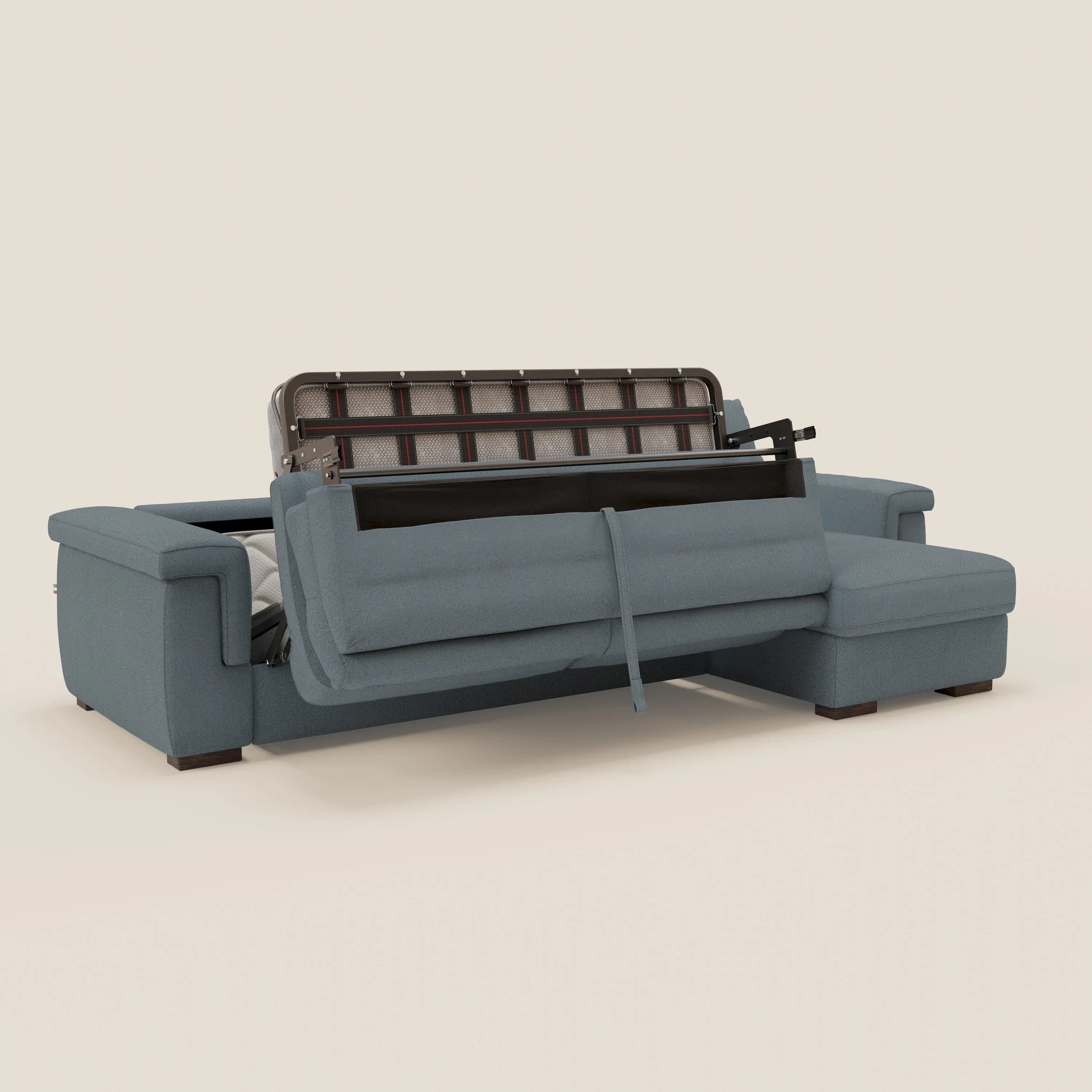 Magnolia canapé d'angle convertible avec méridienne coffre - matelas H 18cm en tissu détachable T05 - Image 10