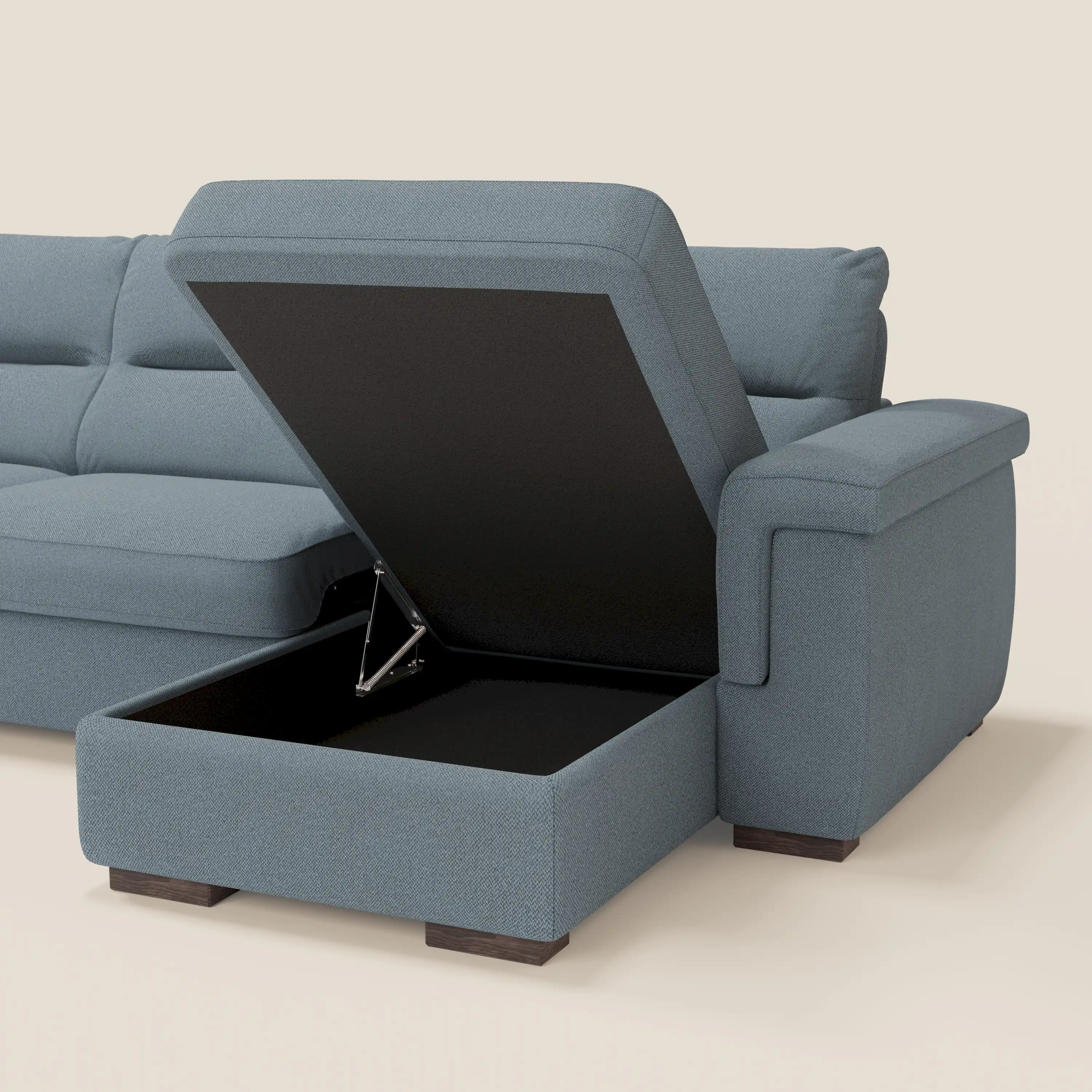Magnolia canapé d'angle convertible avec méridienne coffre - matelas H 18cm en tissu détachable T05 - Image 7