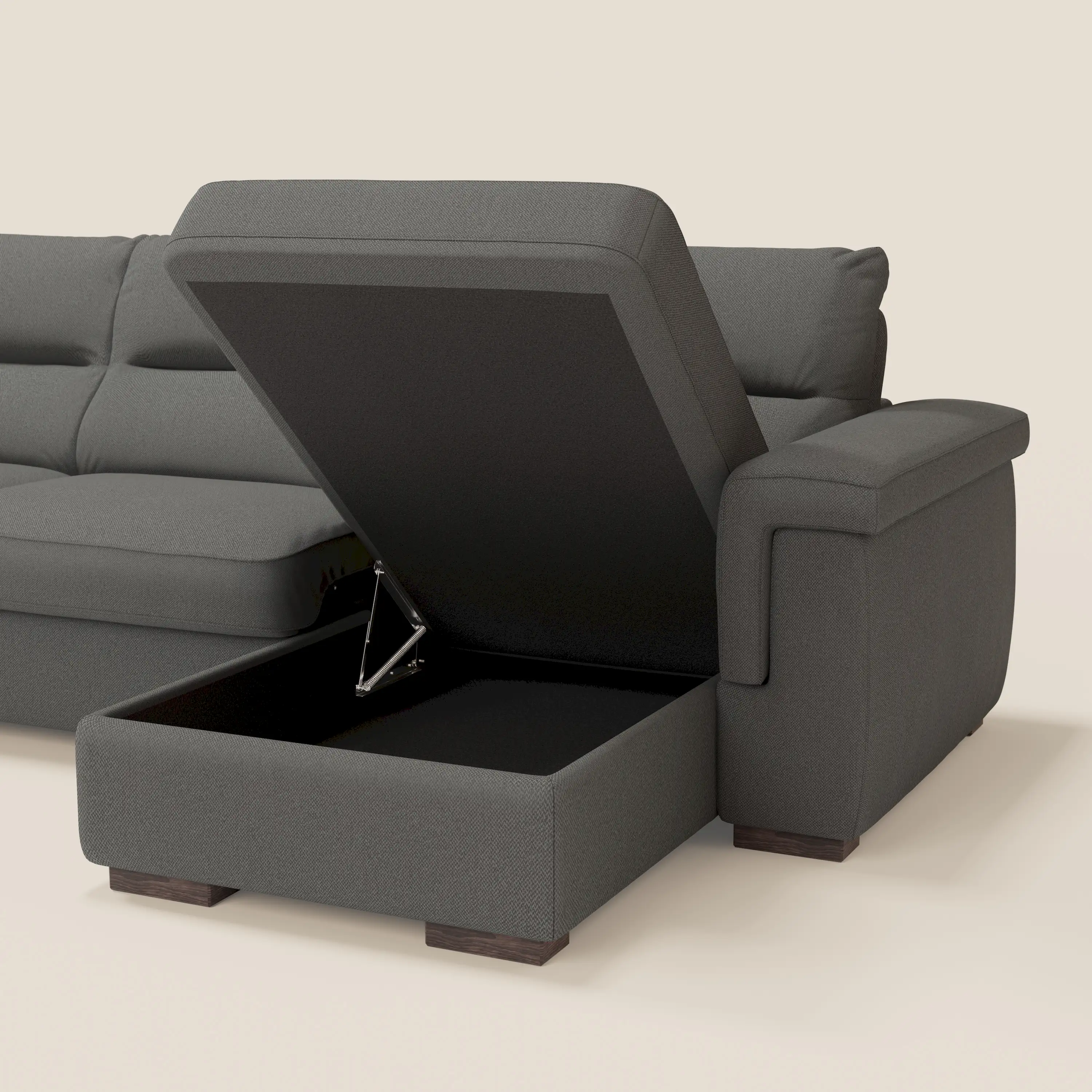 Magnolia canapé d'angle convertible avec méridienne coffre - matelas H 18cm en tissu détachable T05 - Image 7