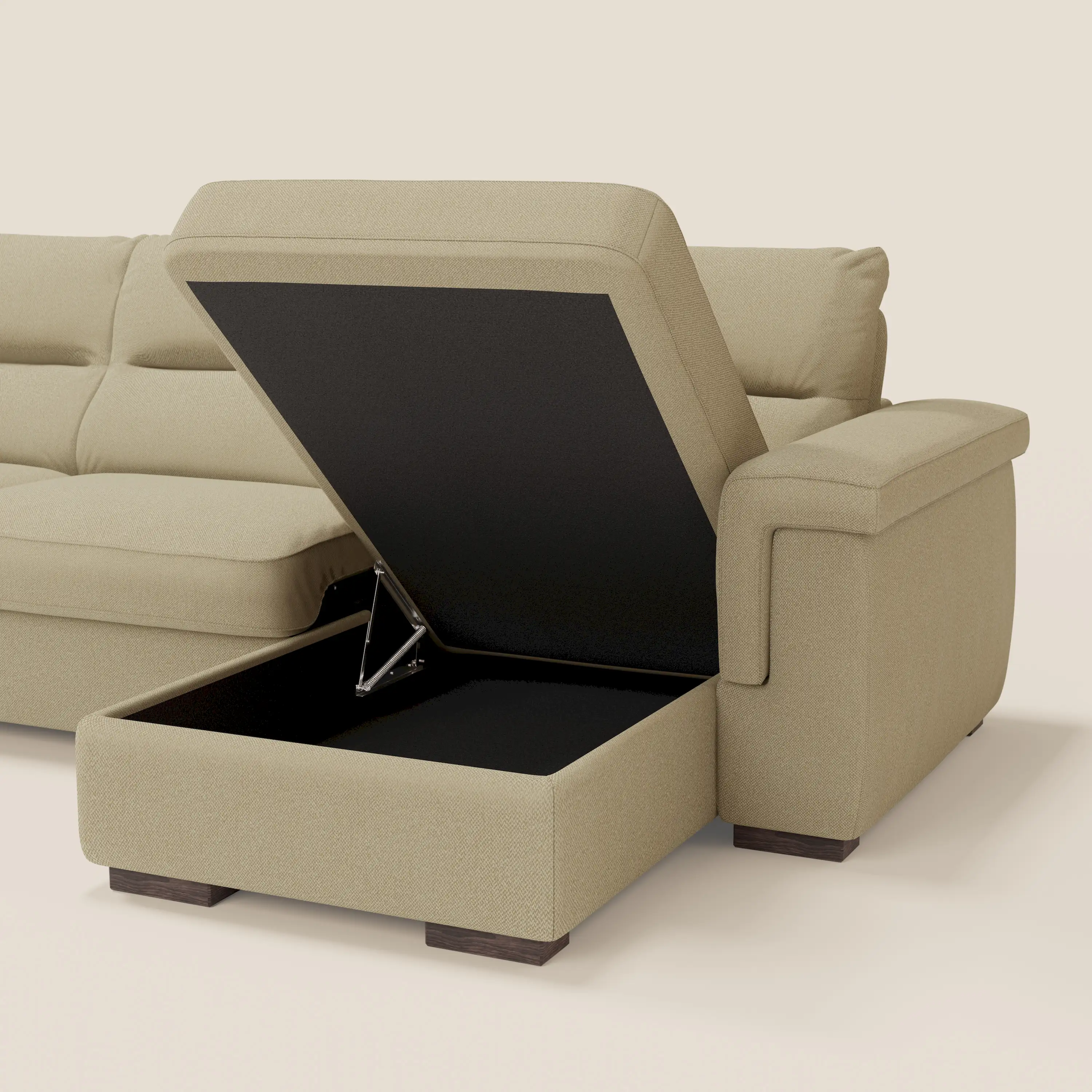 Magnolia canapé d'angle convertible avec méridienne coffre - matelas H 18cm en tissu détachable T05 - Image 7