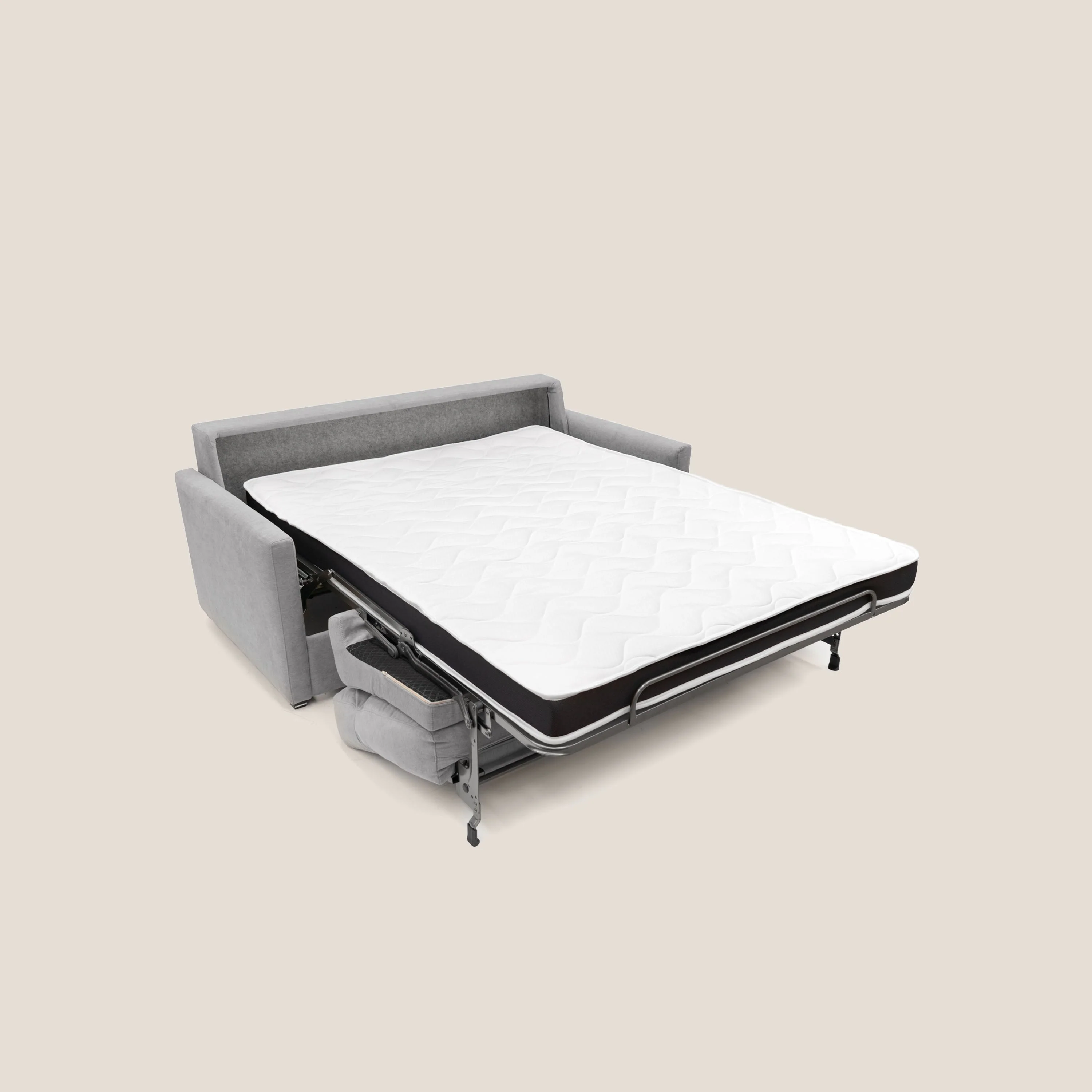 Margot canapé convertible au dossier haut et moelleux en tissu doux imperméable T02 gris clair - Image 3