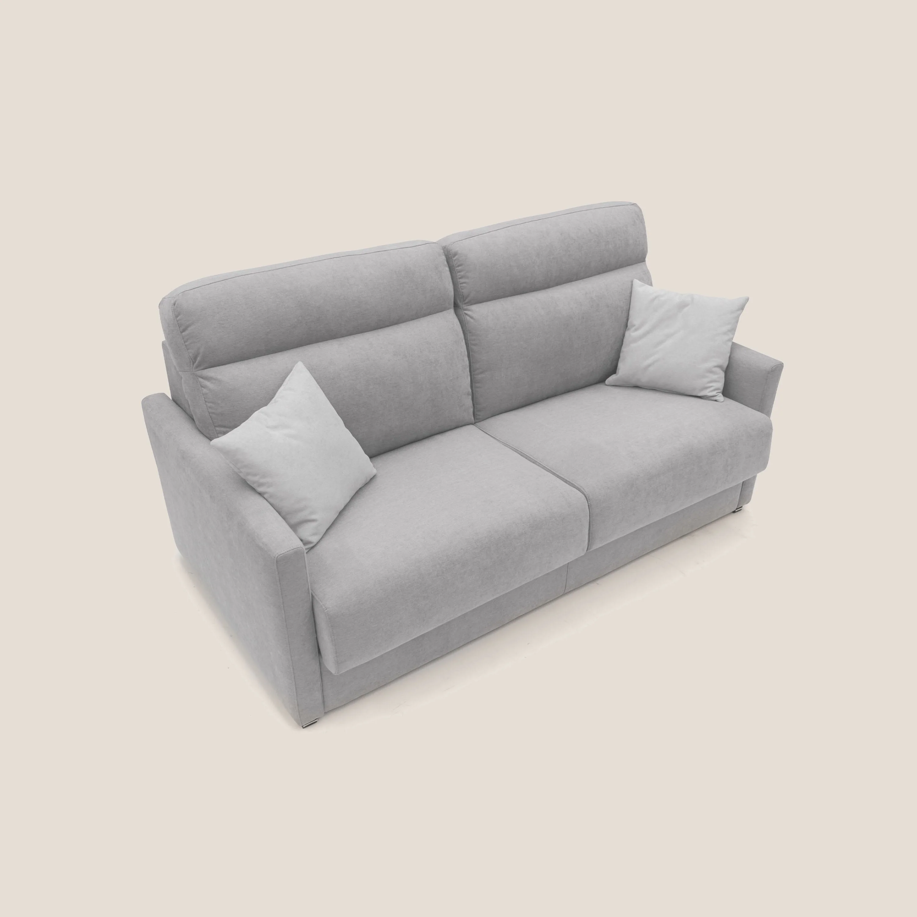 Margot canapé convertible au dossier haut et moelleux en tissu doux imperméable T02 gris clair - Image 7