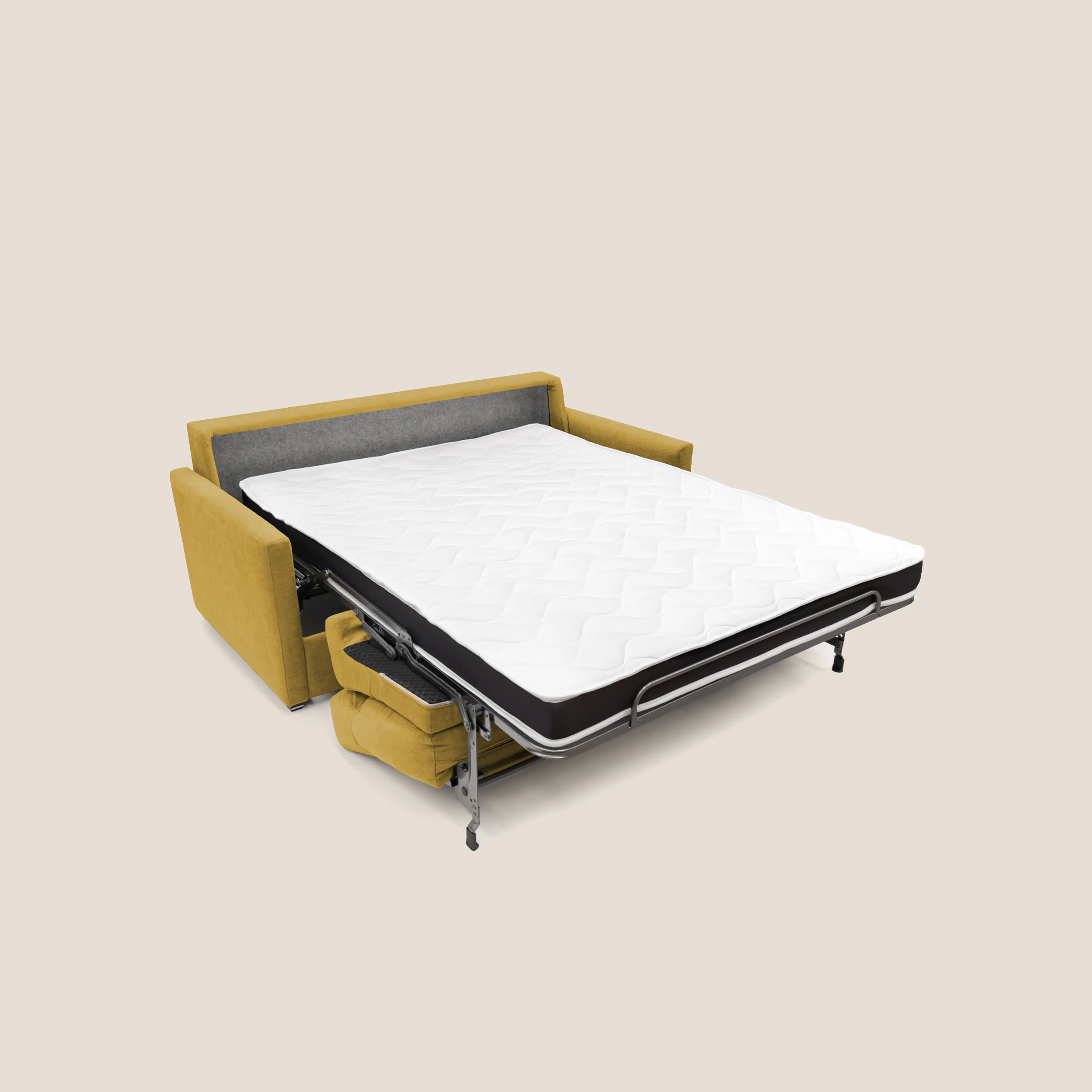 Margot canapé convertible au dossier haut et moelleux en tissu doux imperméable T02 jaune - Image 2