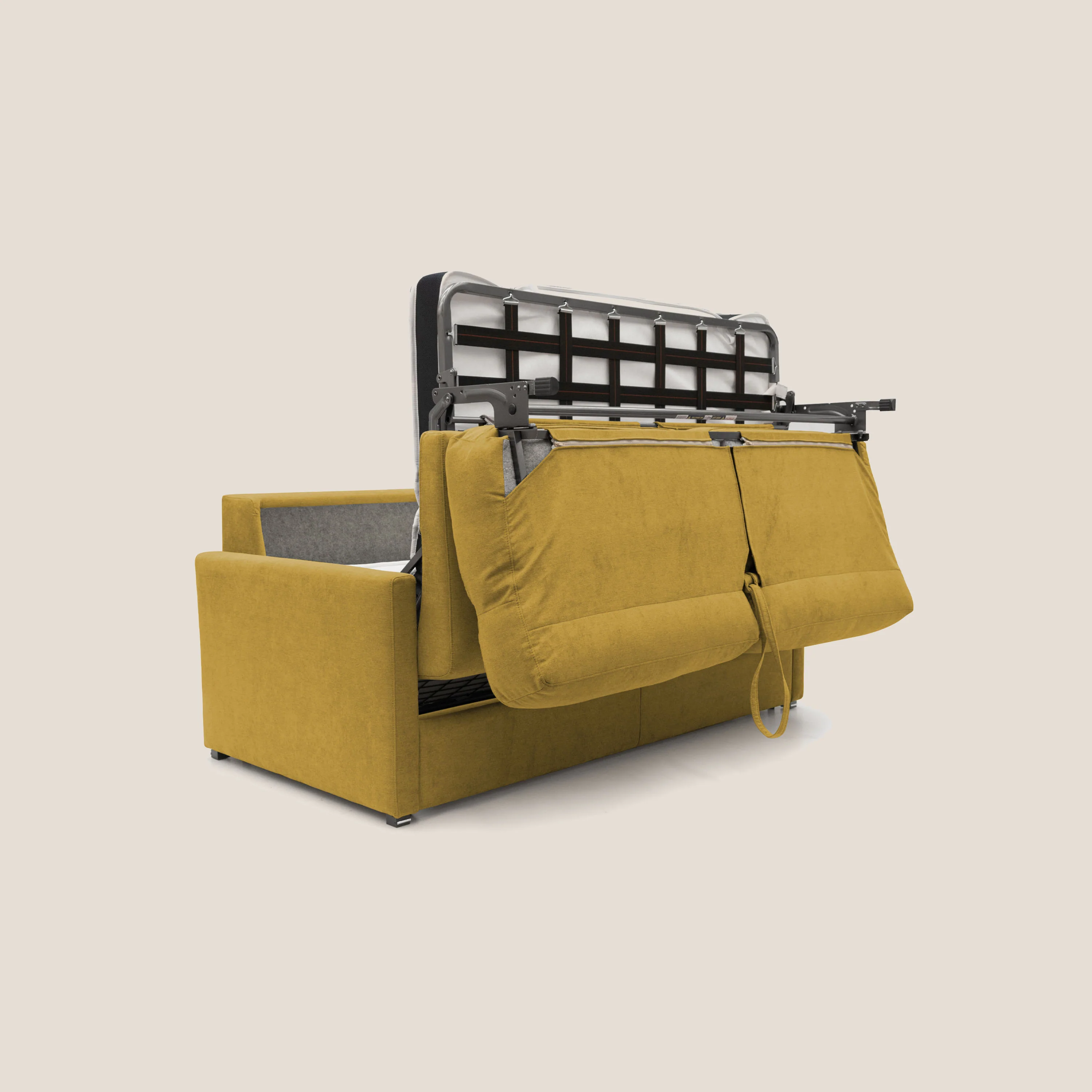 Margot canapé convertible au dossier haut et moelleux en tissu doux imperméable T02 jaune - Image 7