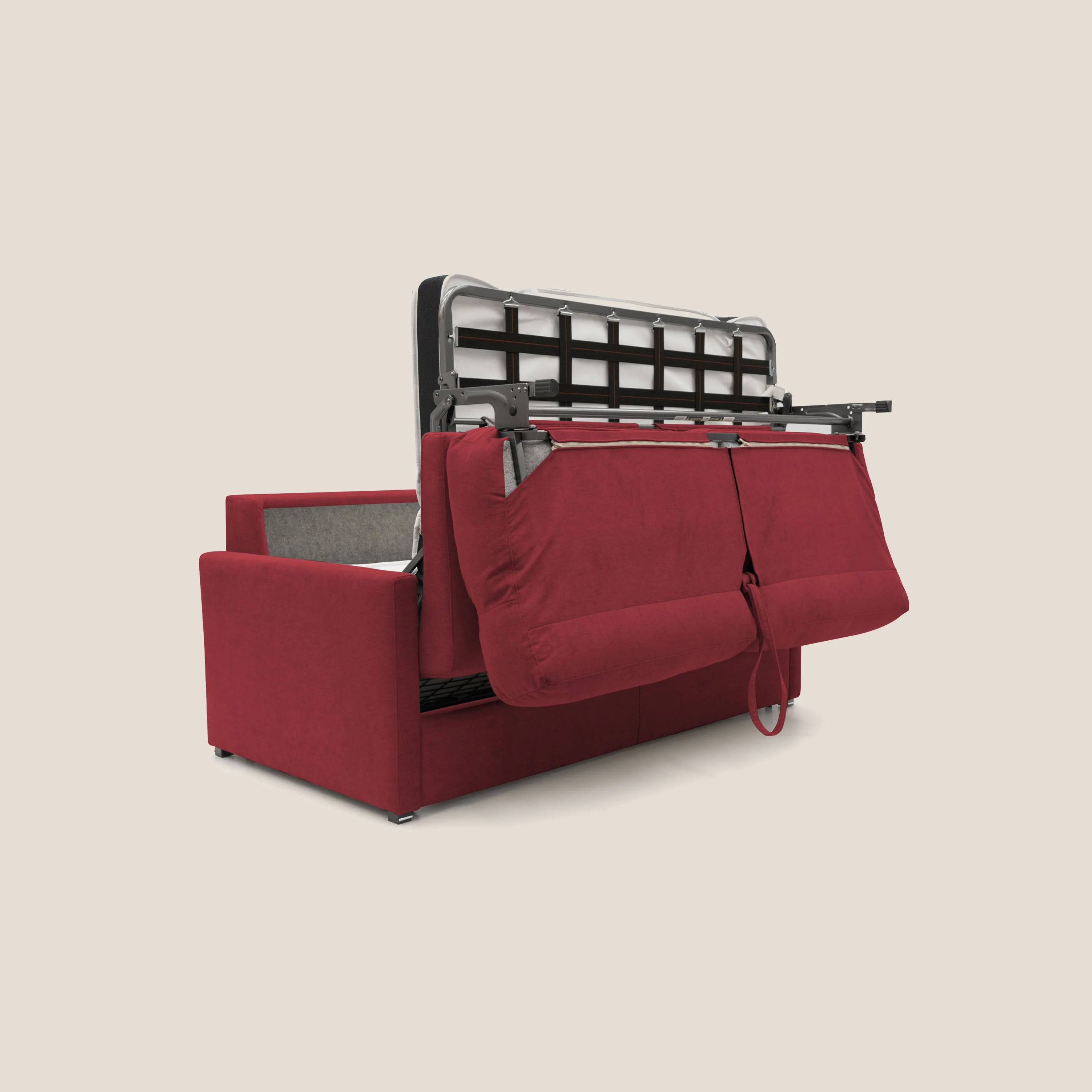 Margot canapé convertible au dossier haut et moelleux en tissu doux imperméable T02 rouge - Image 7