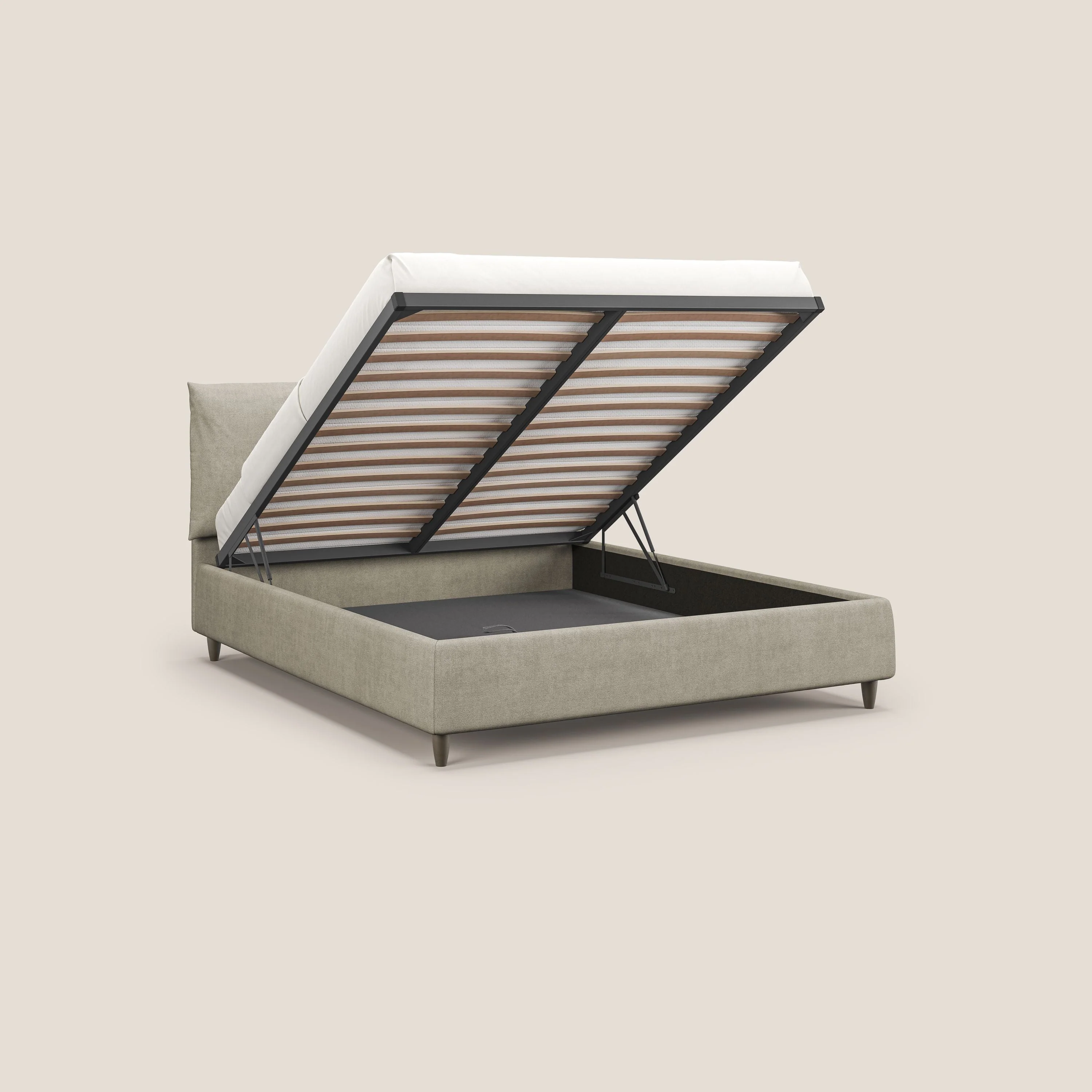 Mariana lit coffre avec coussins en tissu imperméable T02 crème - Image 2