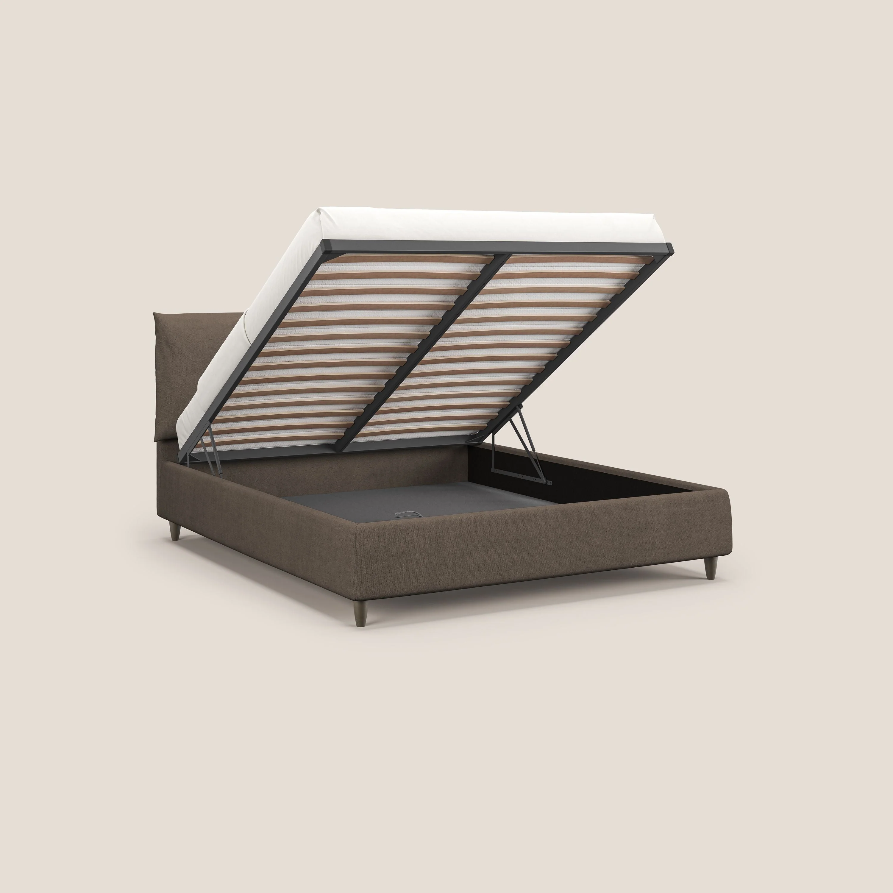 Mariana lit coffre avec coussins en tissu imperméable T02 marron - Image 2