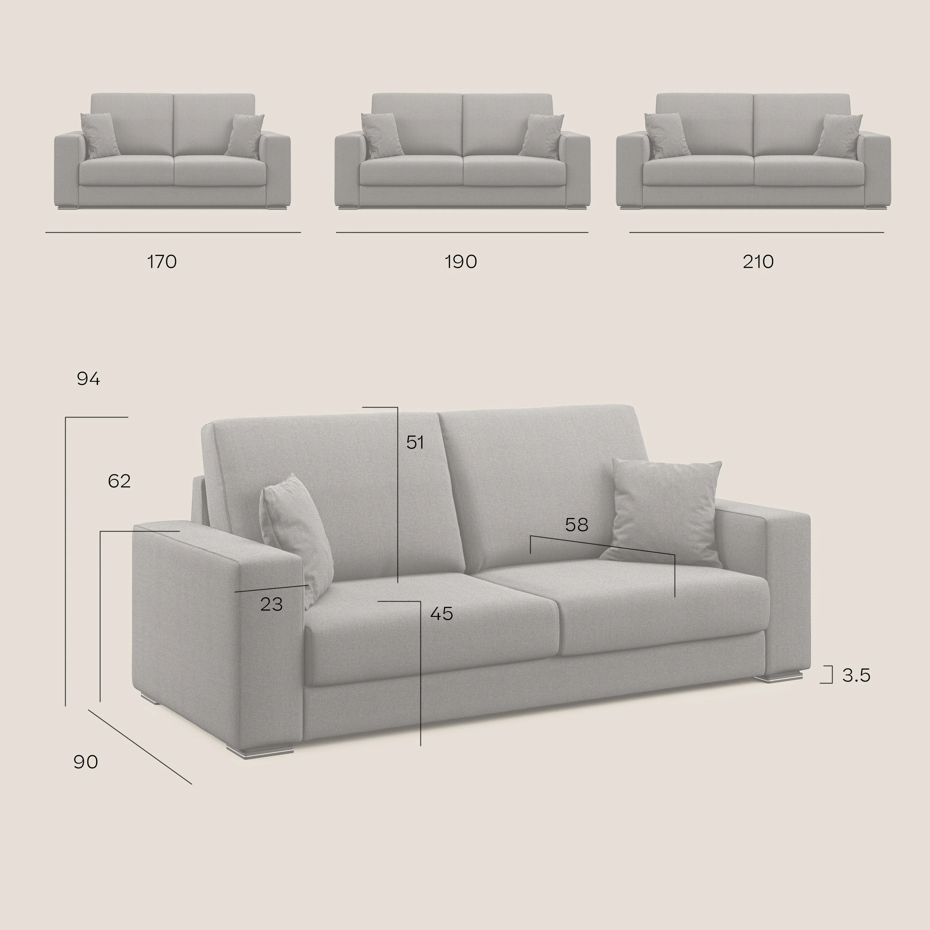 Marte canapé en tissu détachable et imperméable T08 crème - Image 9