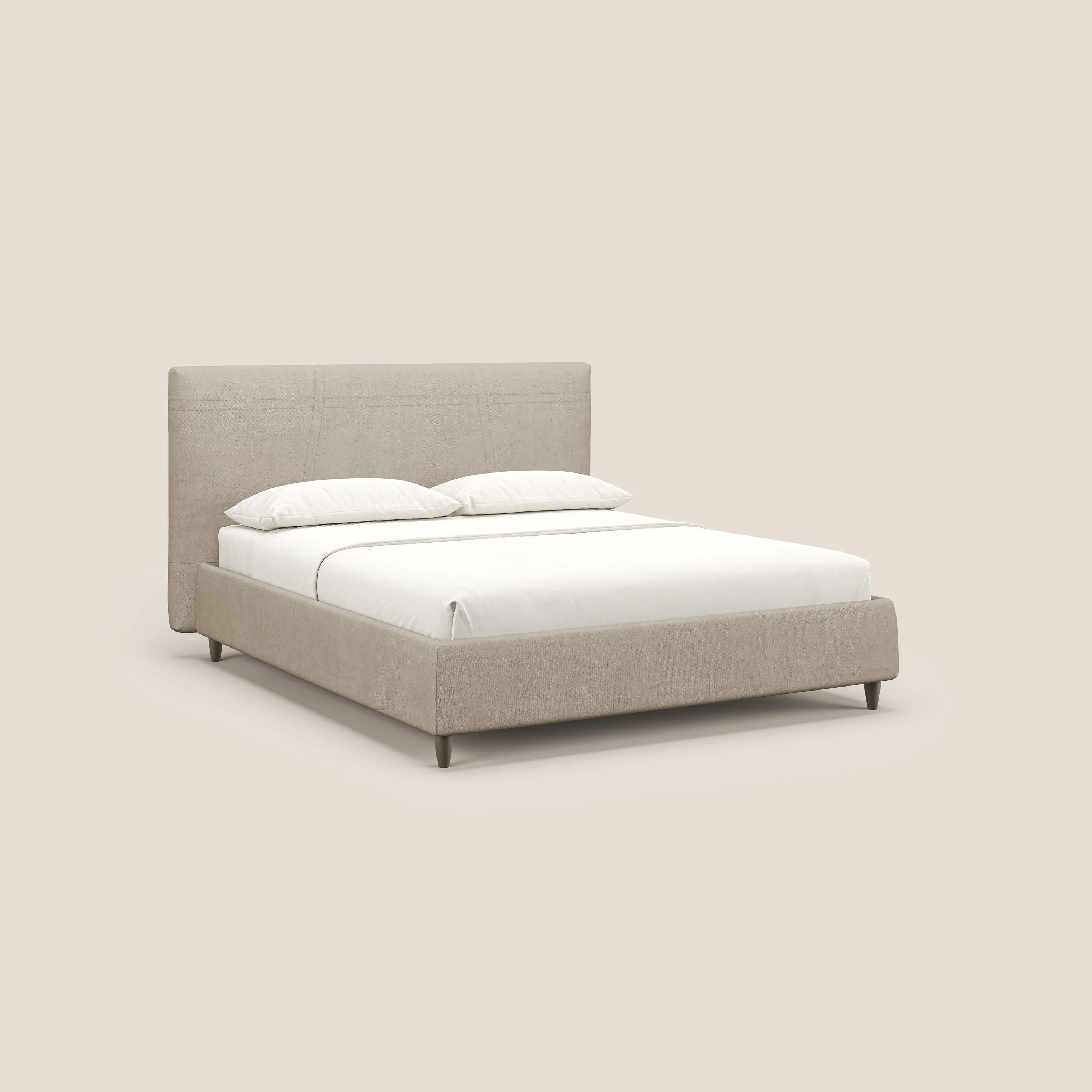Martina lit rembourré avec coffre en tissu imperméable T02 beige