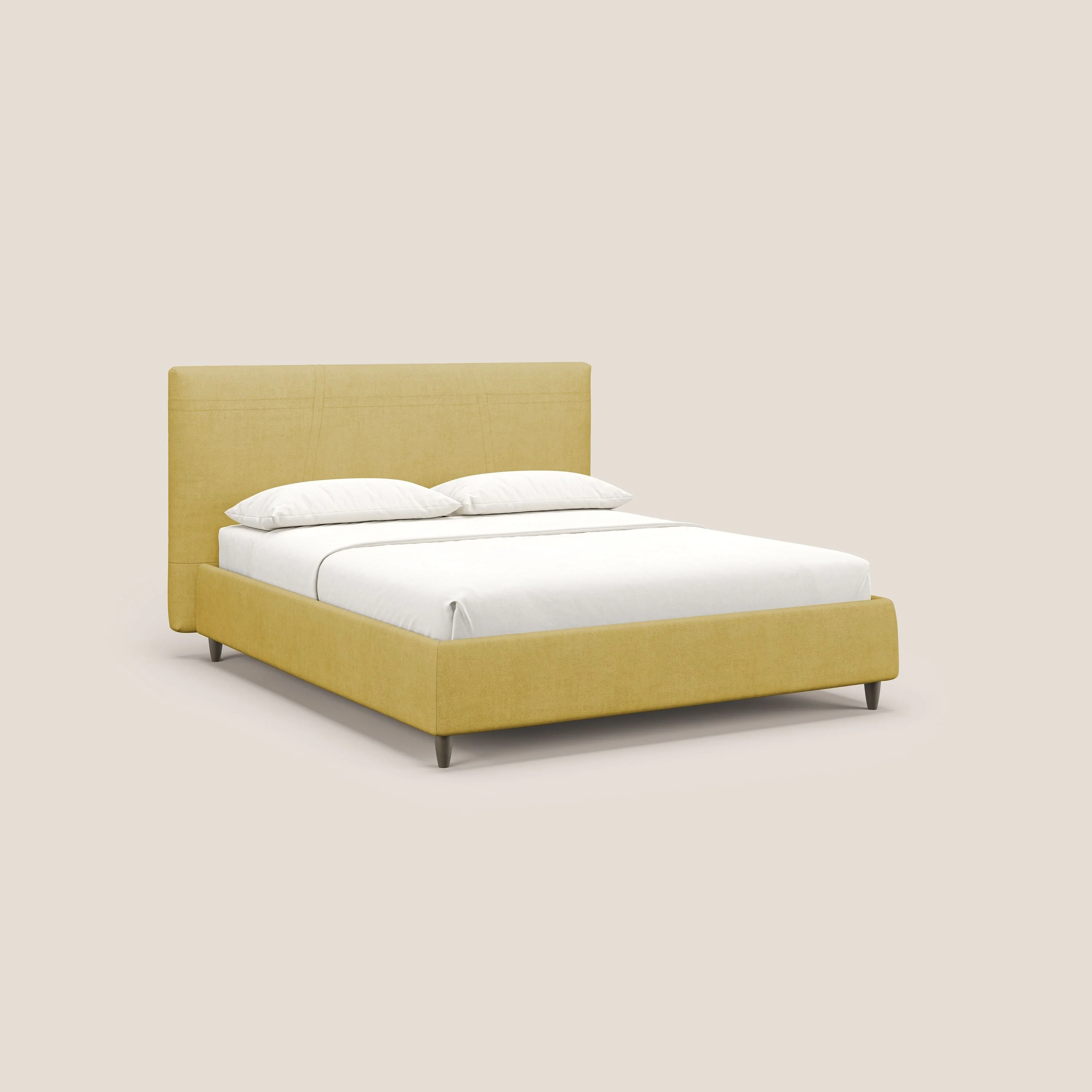 Martina lit rembourré avec coffre en tissu imperméable T02 jaune