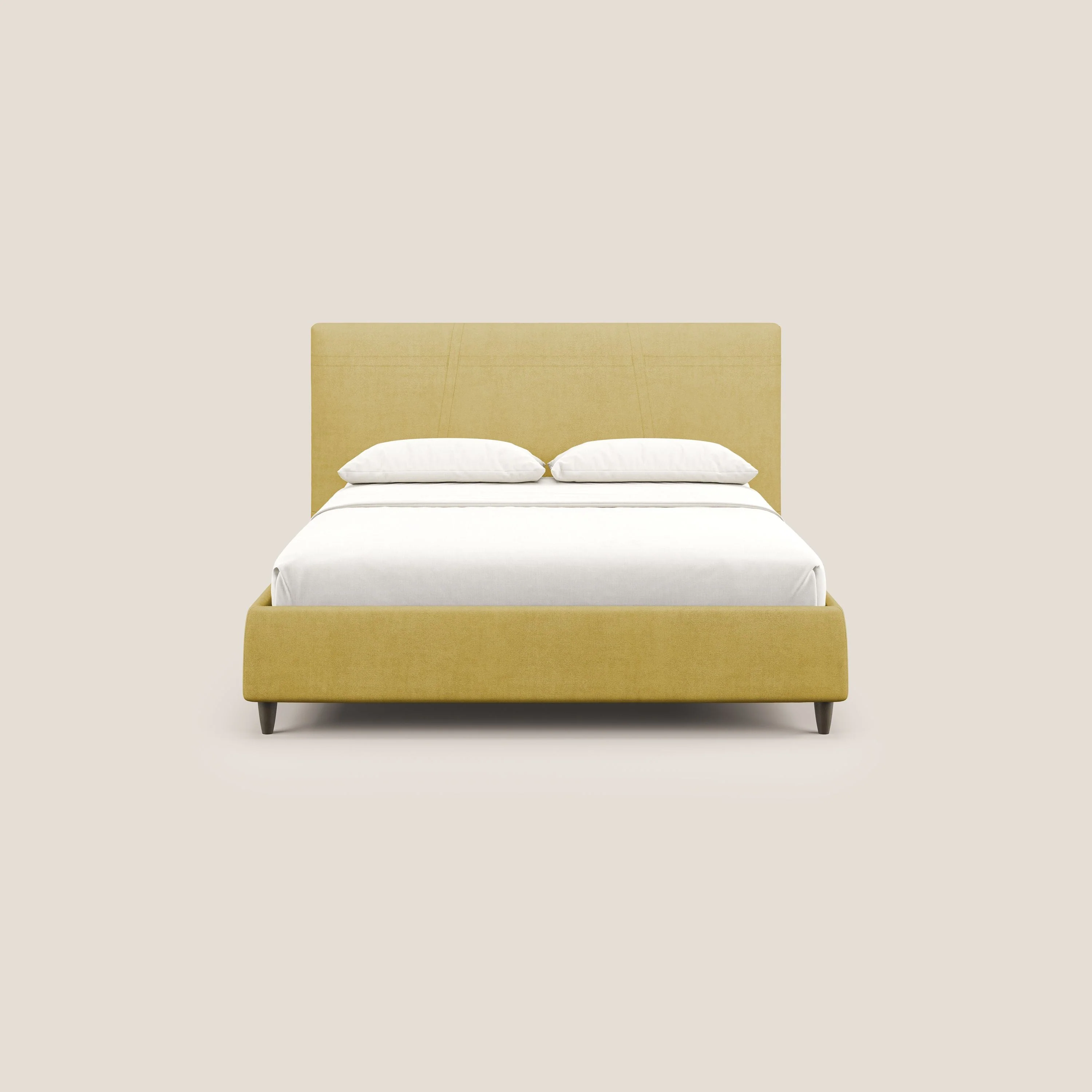 Martina lit rembourré avec coffre en tissu imperméable T02 jaune - Image 3