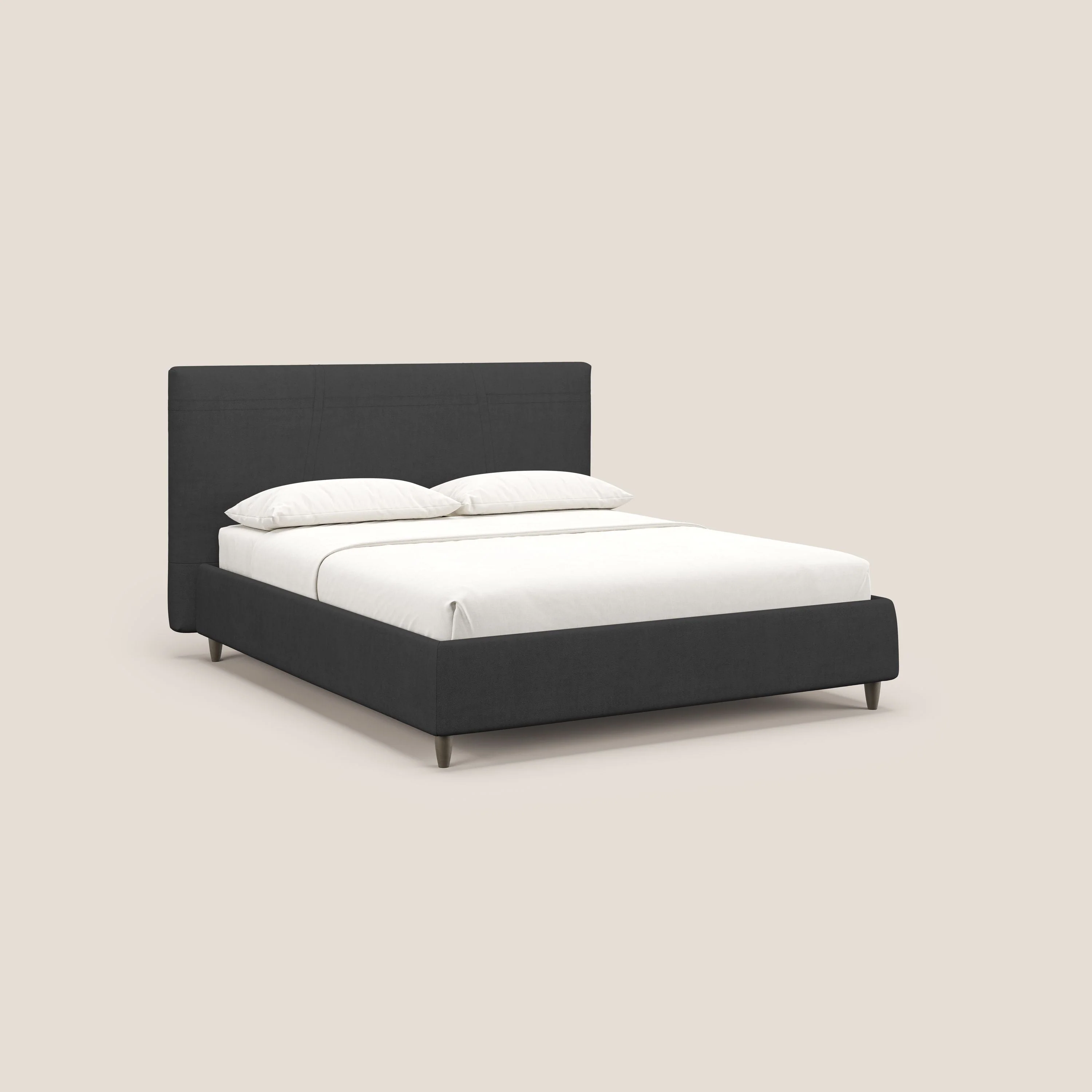 Martina lit rembourré avec coffre en tissu imperméable T02 noir