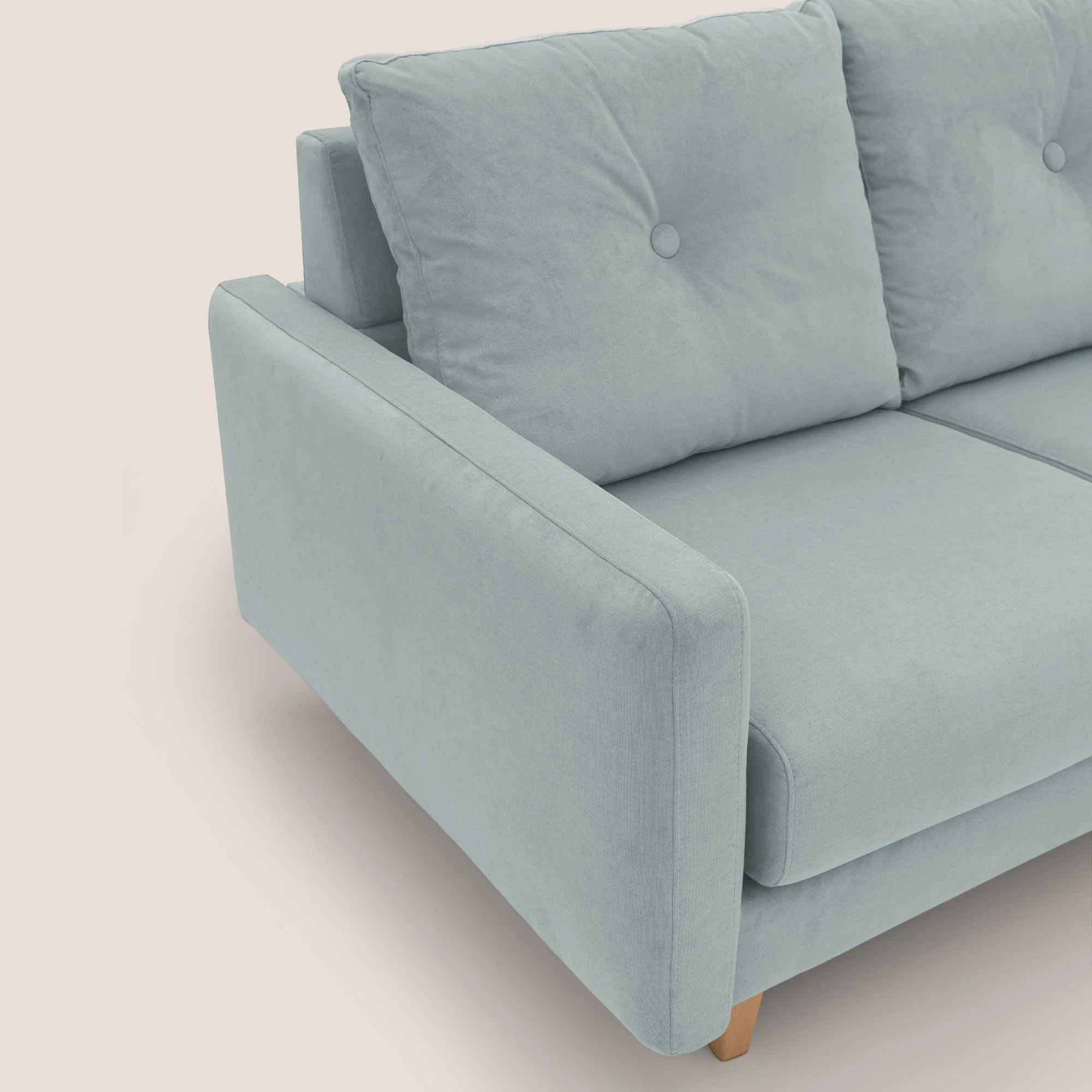 Matisse canapé d'angle avec assises coulissantes et dossier en duvet d'oie en tissu détachable T17 vert d'eau - Image 6