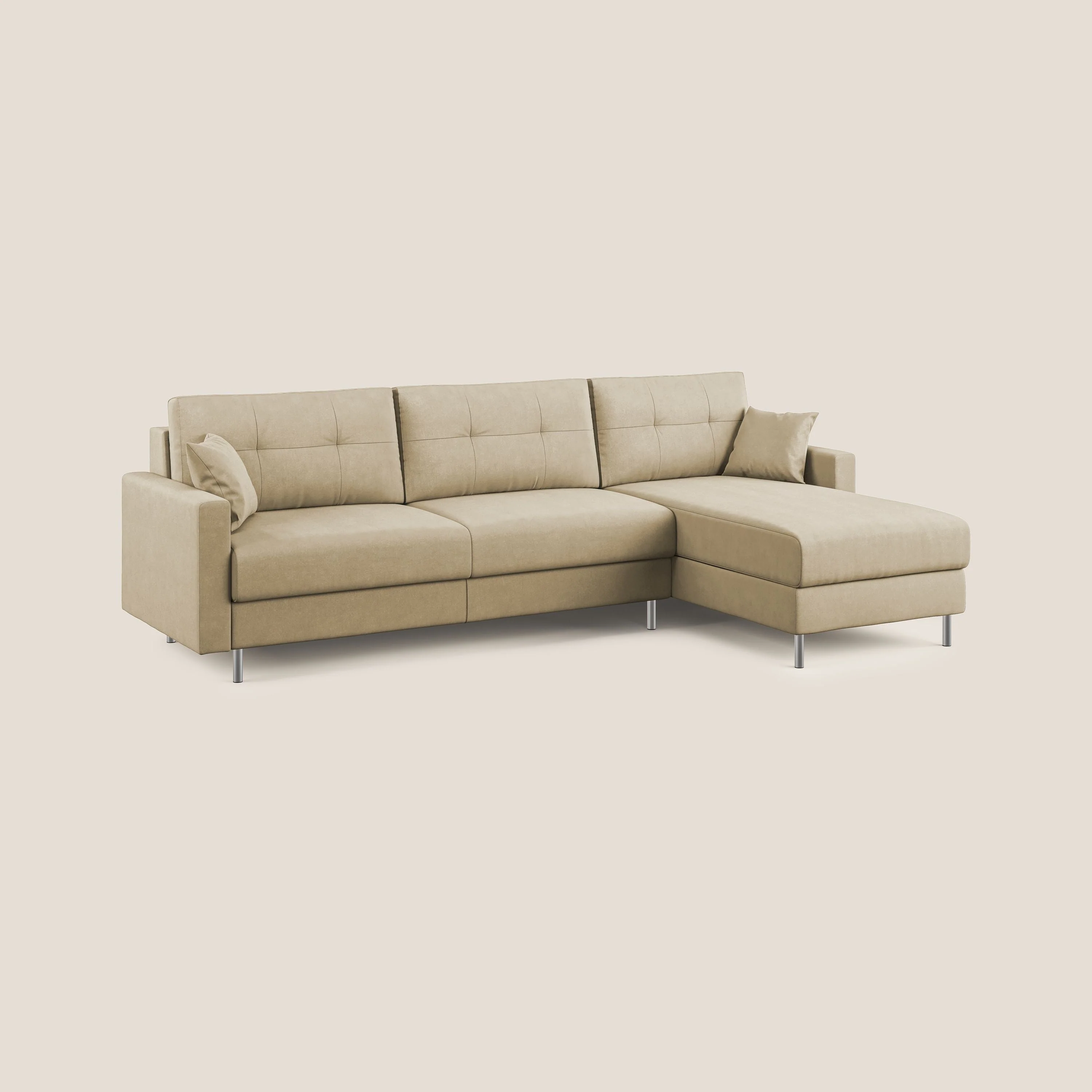 Megan canapé d'angle convertible en microfibre détachable T11 beige - Image 2