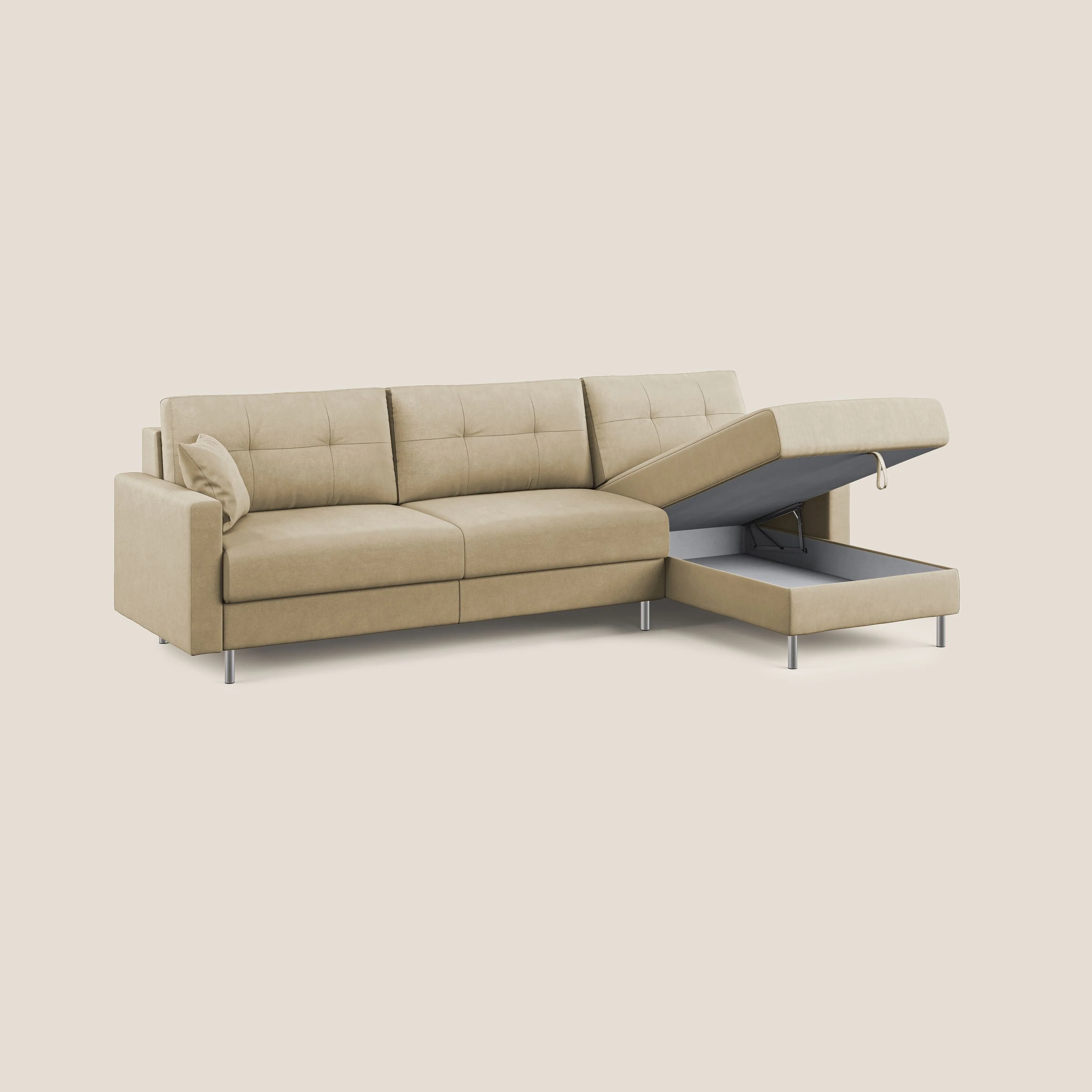 Megan canapé d'angle convertible en microfibre détachable T11 beige - Image 3