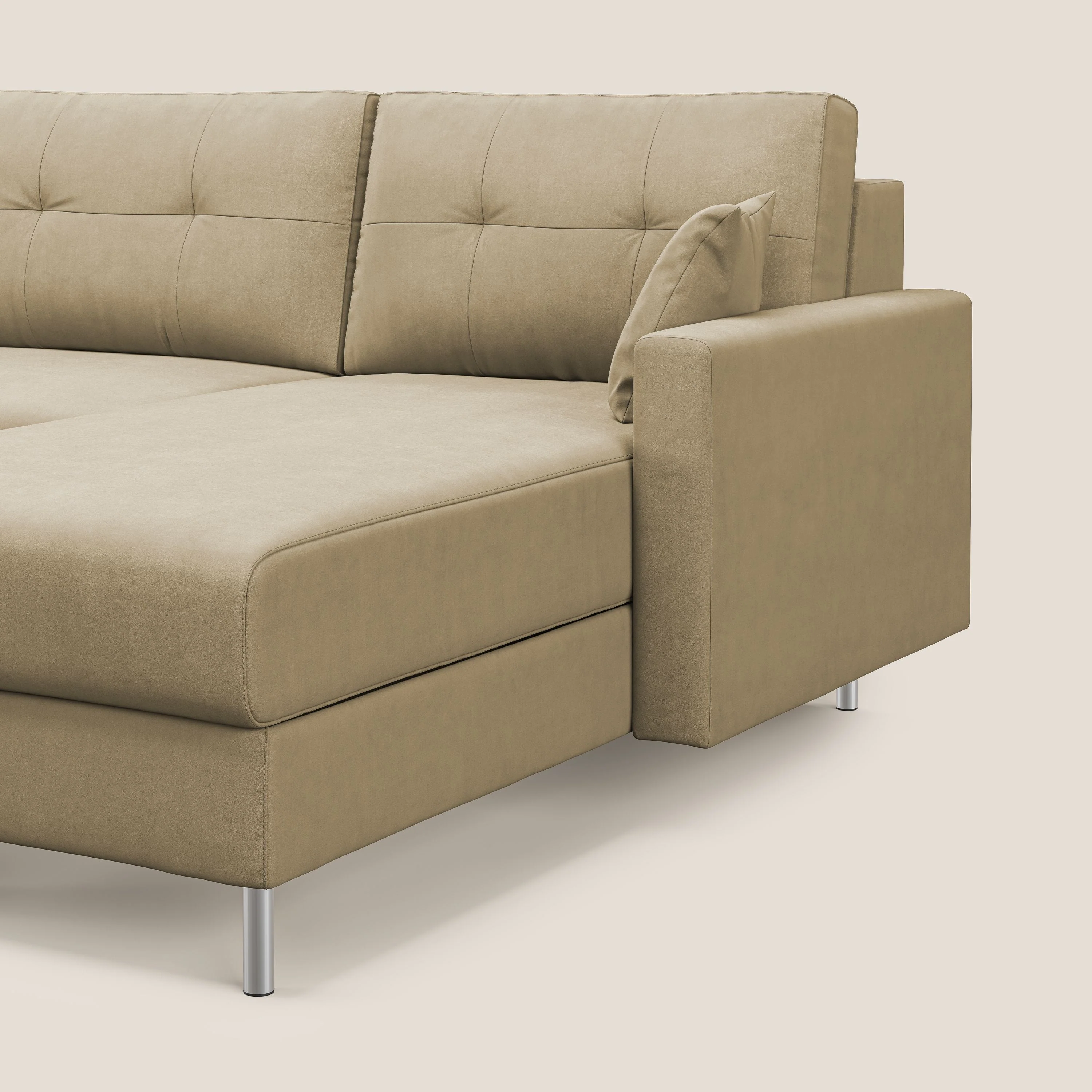 Megan canapé d'angle convertible en microfibre détachable T11 beige - Image 5