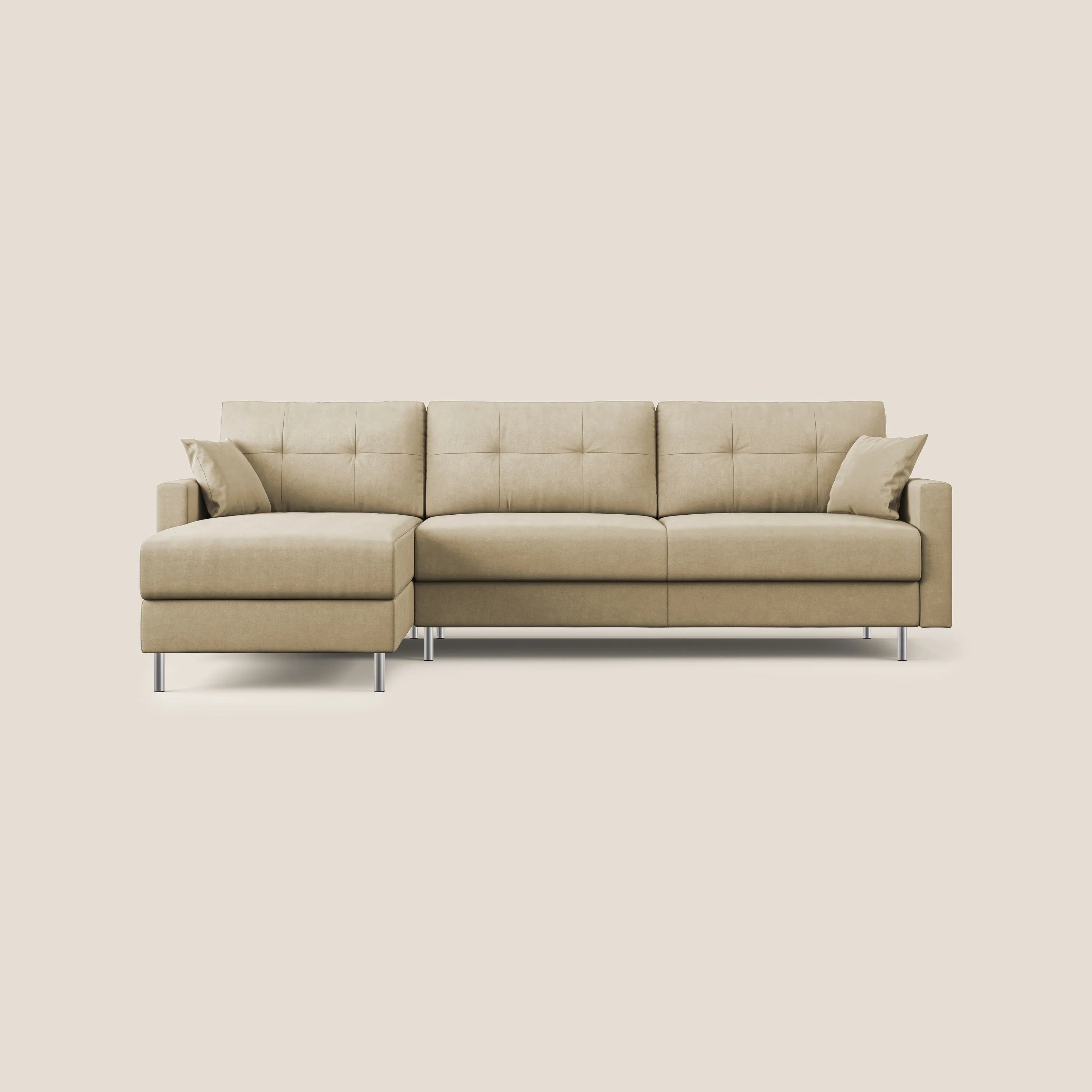 Megan canapé d'angle convertible en microfibre détachable T11 beige - Image 9